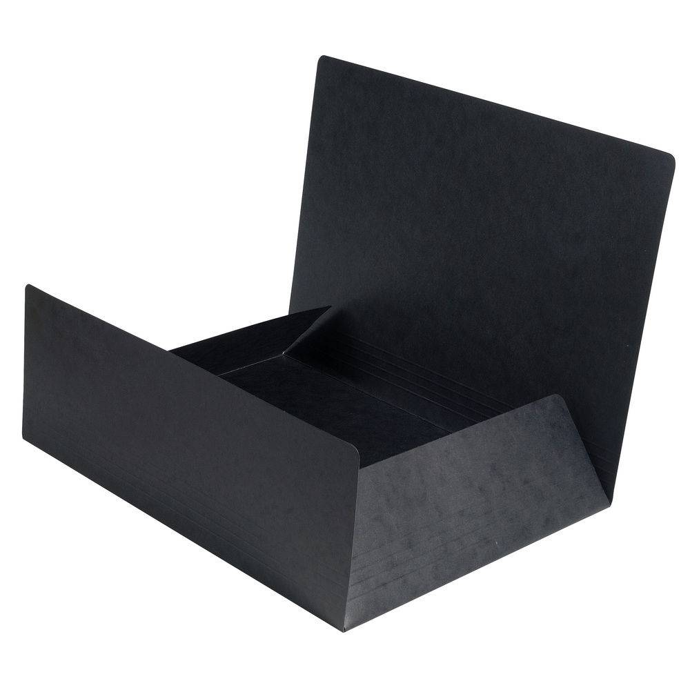 Exacompta 25x Aktenmappe +3 Klappen ohne Gummizug, Karton, A4, Schwarz, 56401E