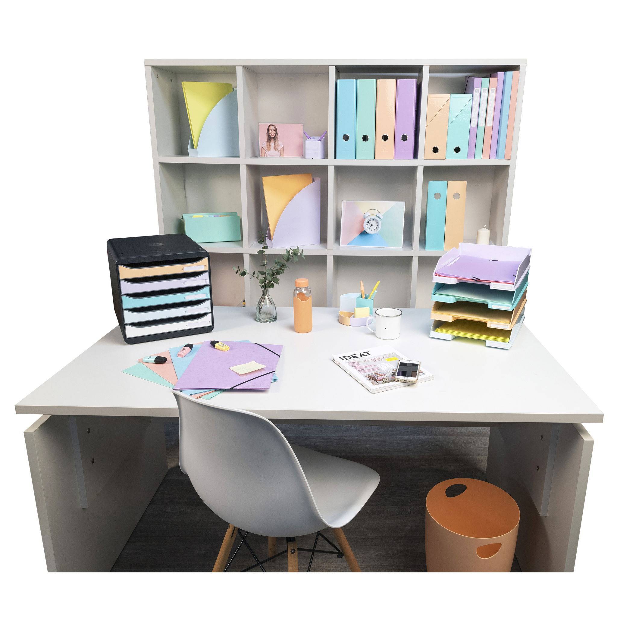 Exacompta 8x Papierkorb Ecobin, 15 Liter, Aquarel - Korallenrot - 45361D