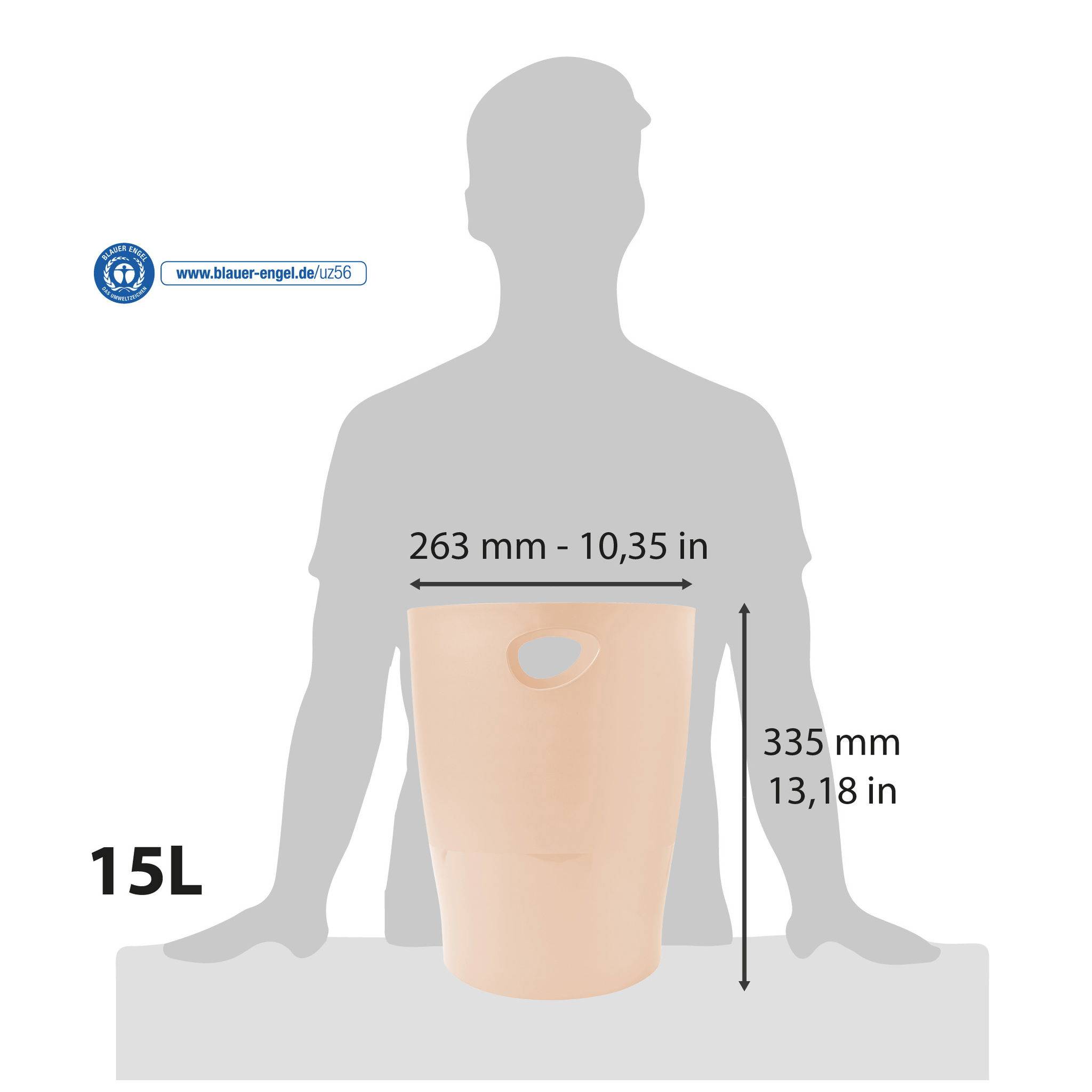 Exacompta 8x Papierkorb Ecobin, 15 Liter, Aquarel - Korallenrot - 45361D