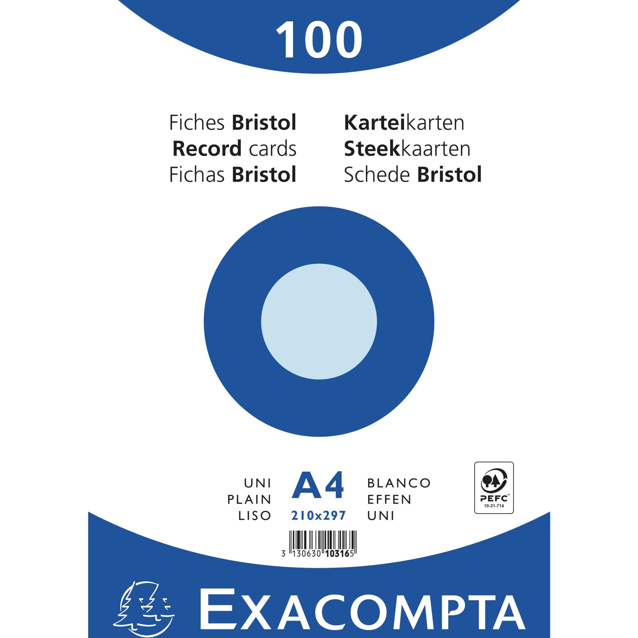 Exacompta 10x Karteikarten A4 blanko, 100 Stück eingeschweißt, Azurblau, 10316E