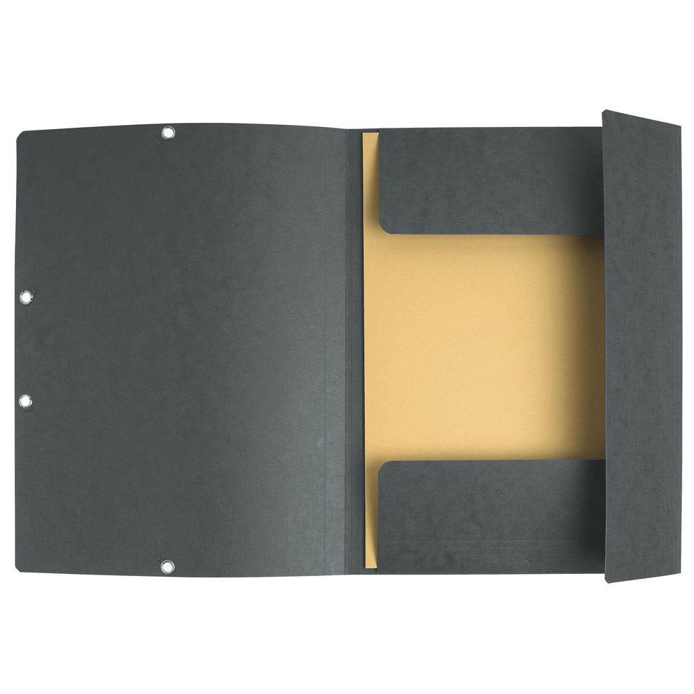 Exacompta 50x Sammelmappe + Gummizug 3 Klappen Karton 355g/qm A4 Grau 55313E