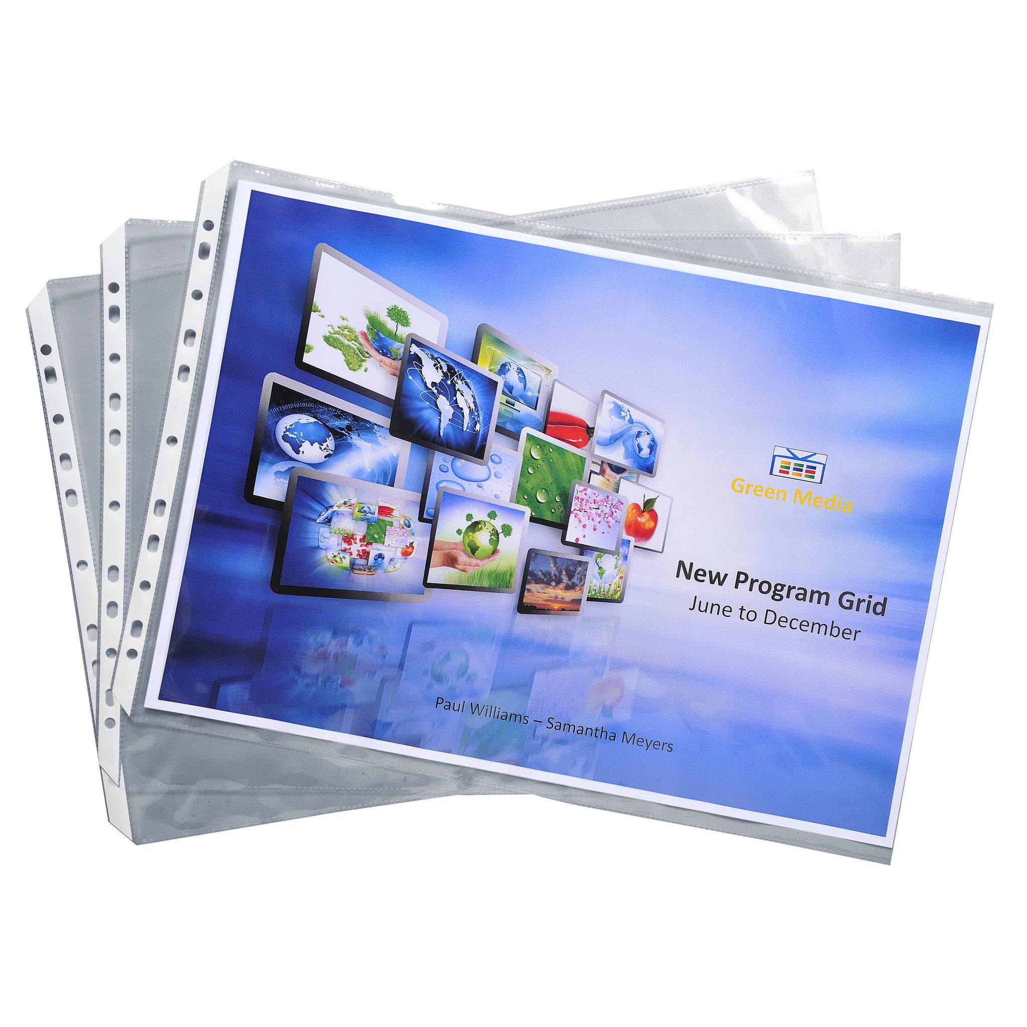 Exacompta 5x 10 Prospekthüllen fein genarbt gelocht PP A3 quer Kristall 6210E