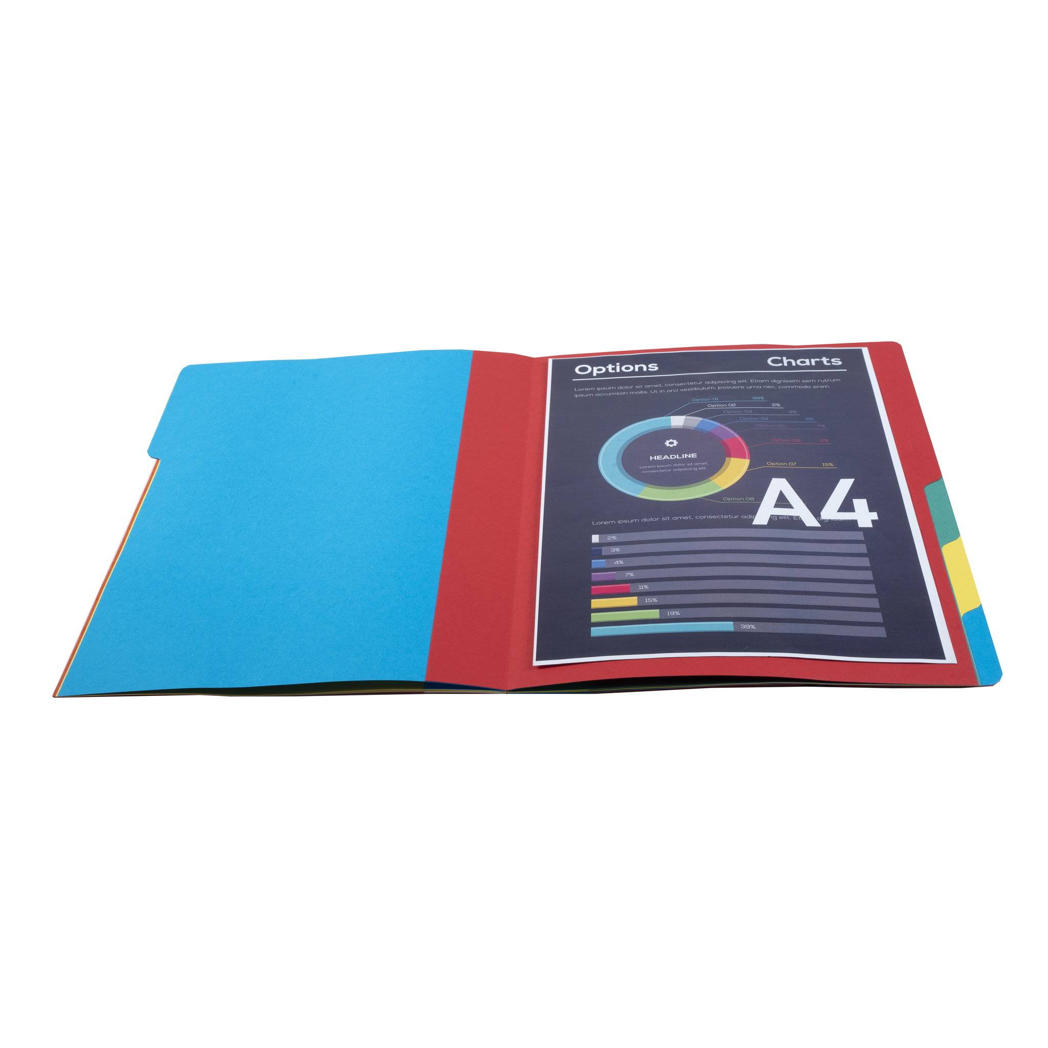 Exacompta 8x Ordnungsmappe HARMONIKA Gummizug Karton 6 Fächer A4 Rot 55065E