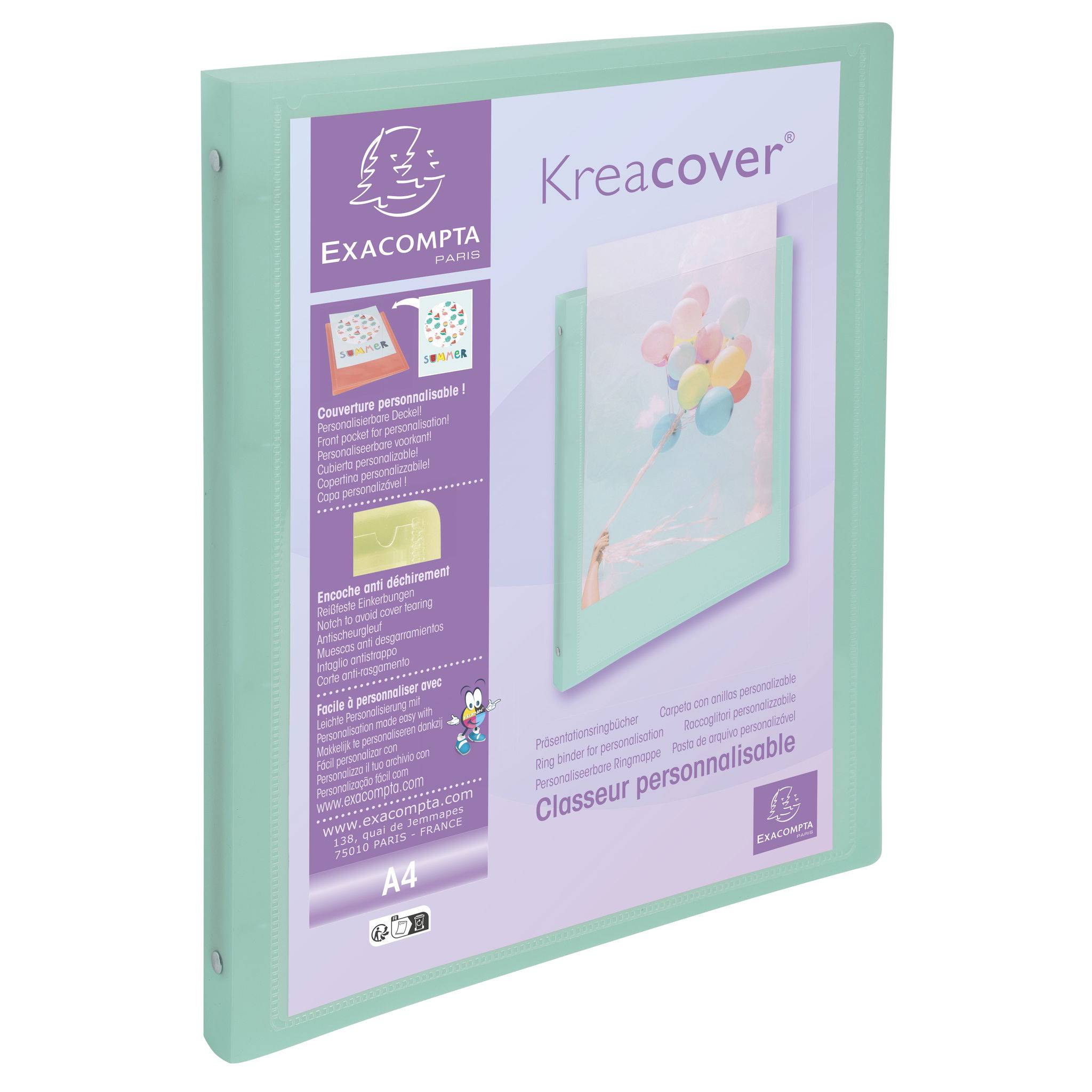 Exacompta 20x flexibler Ringhefter PP 4Ringe 15mm Rücken 20mm A4 sortiert 51279E