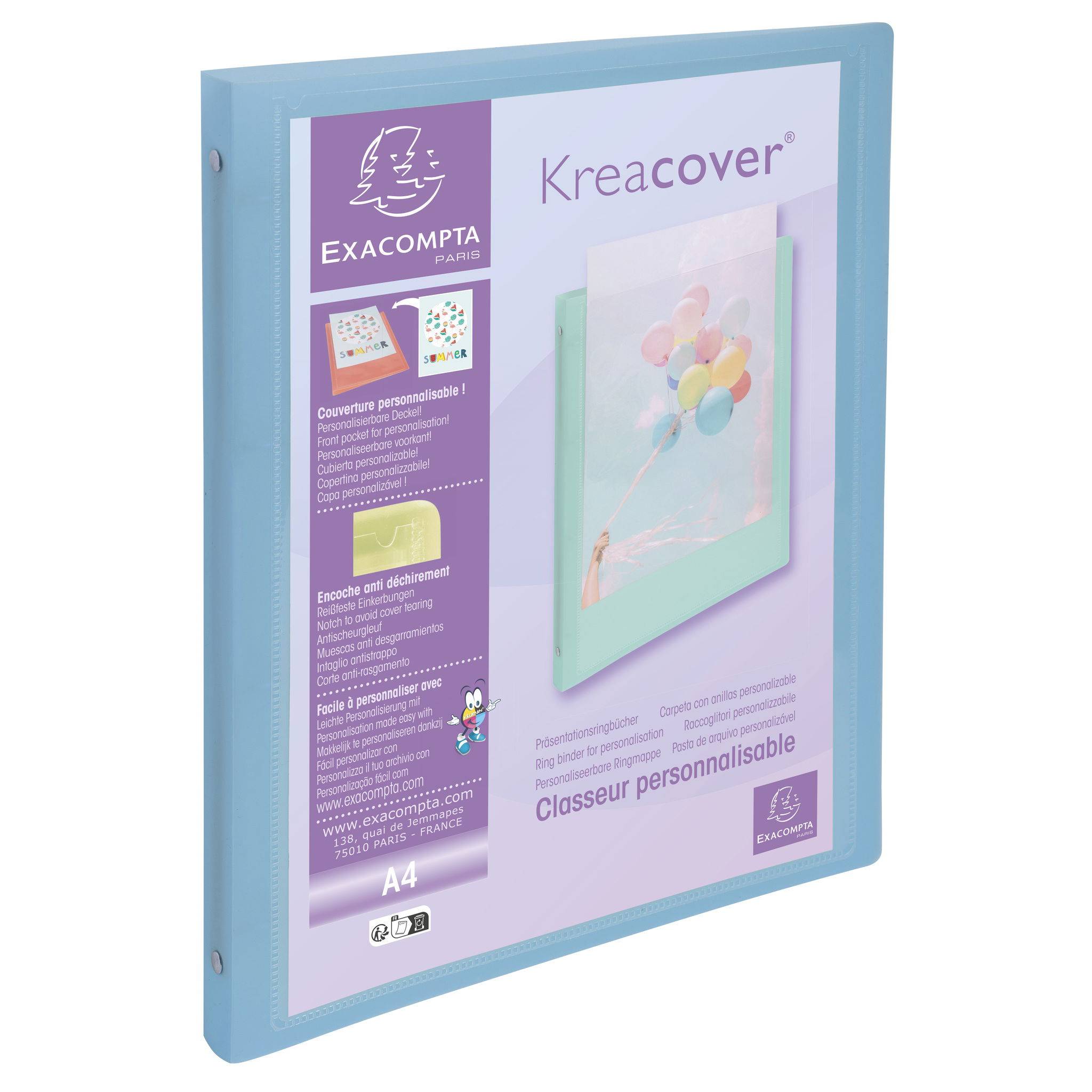 Exacompta 20x flexibler Ringhefter PP 4Ringe 15mm Rücken 20mm A4 sortiert 51279E