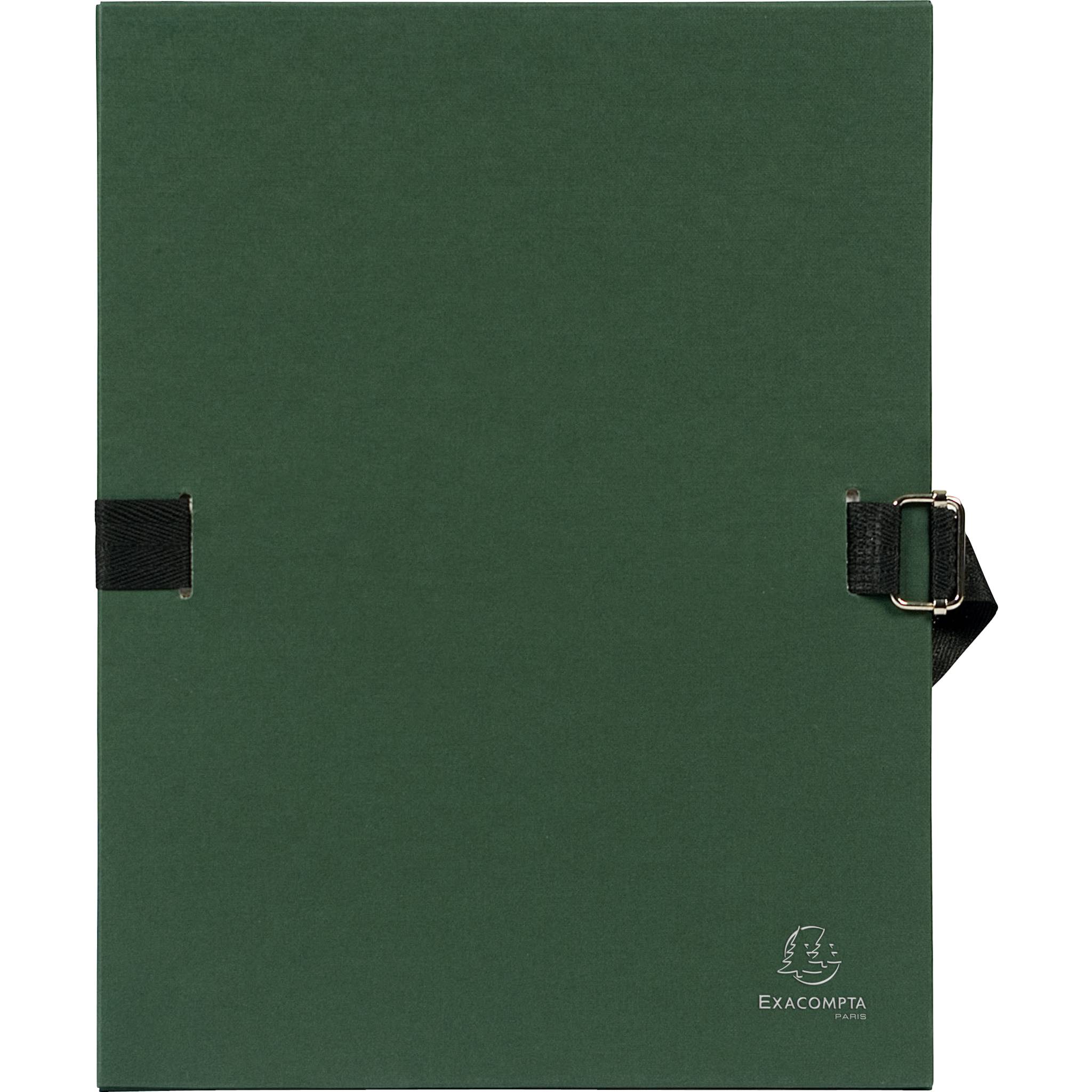Exacompta 10x Dokumentenmappe Karton 2,7mm, Faltenrücken, A4, Dunkelgrün, 733E