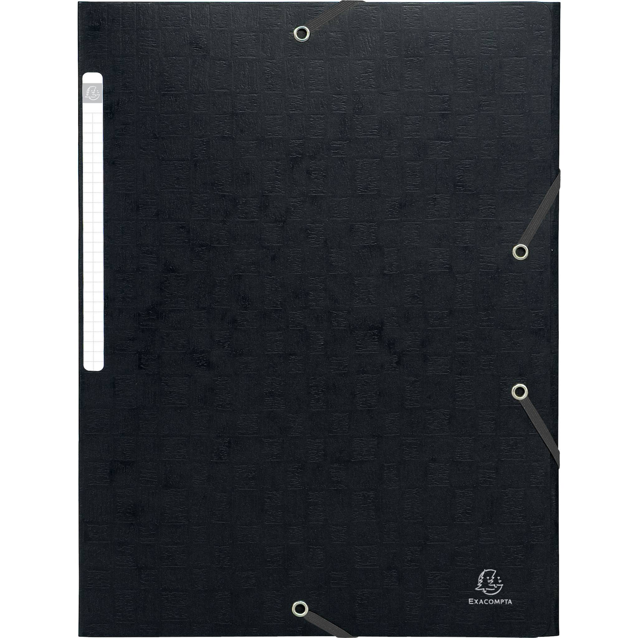 Exacompta 25x Sammelmappe +Gummizug 3 Klappen Karton 600g A4 MAXI Schwarz 55951E