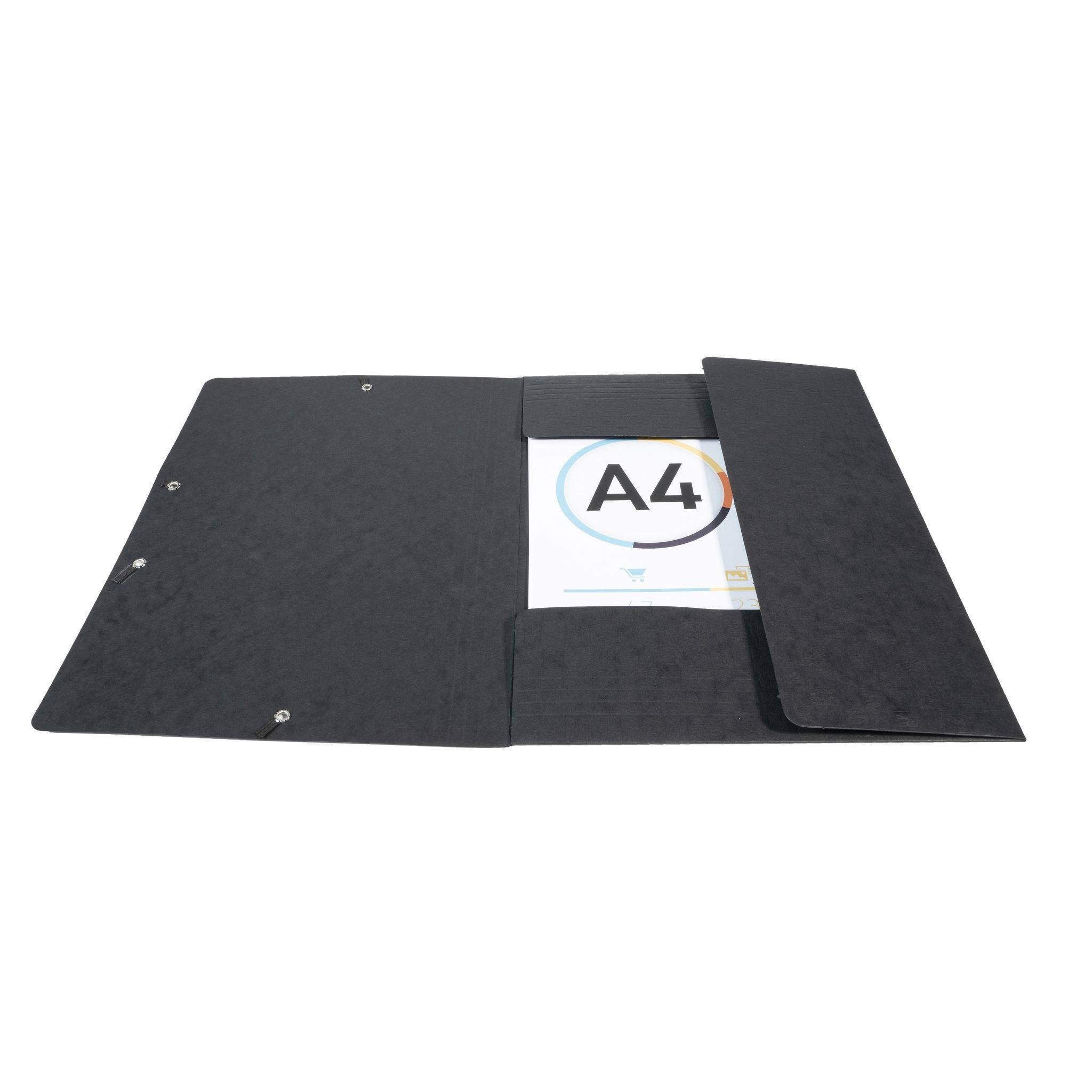 Exacompta 25x Sammelmappe +Gummizug 3 Klappen Karton 600g A4 MAXI Schwarz 55951E