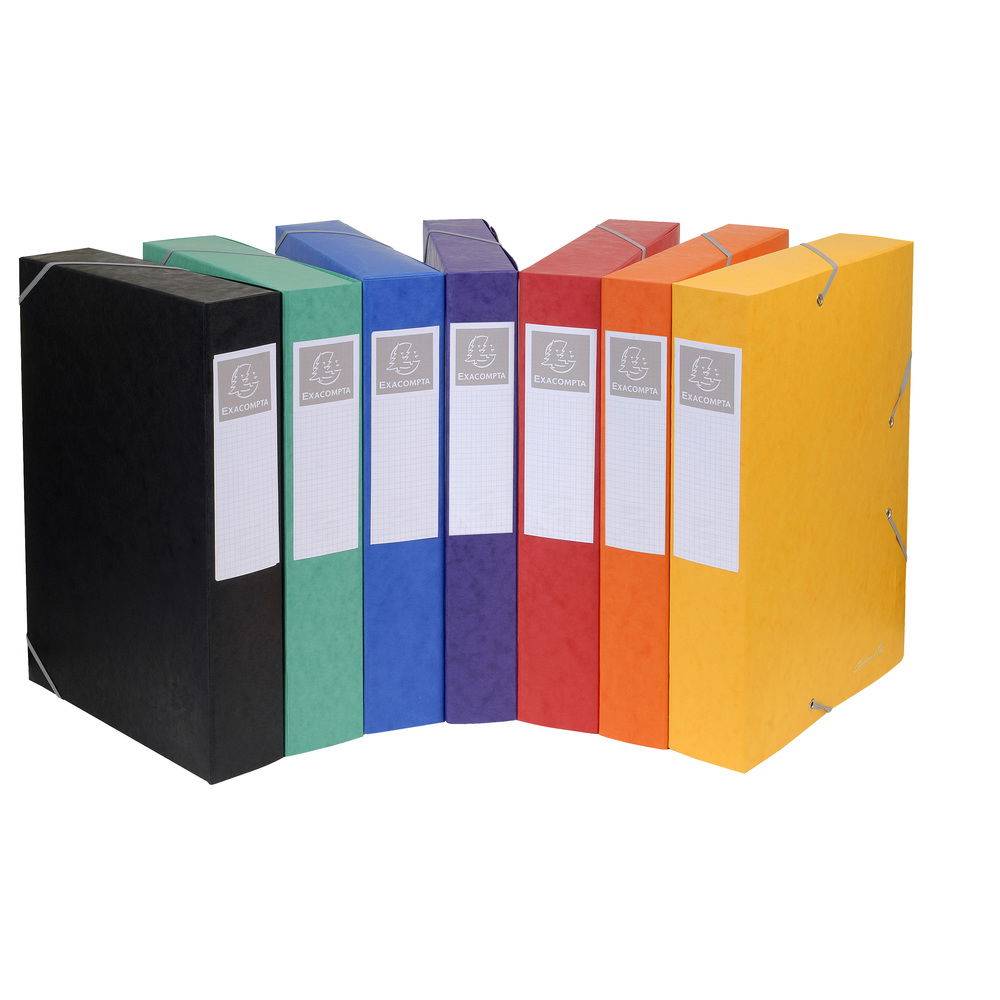 Exacompta 10x Archivbox Rücken 60mm Karton +3Klappen Gummizug A4 sortiert 16000H