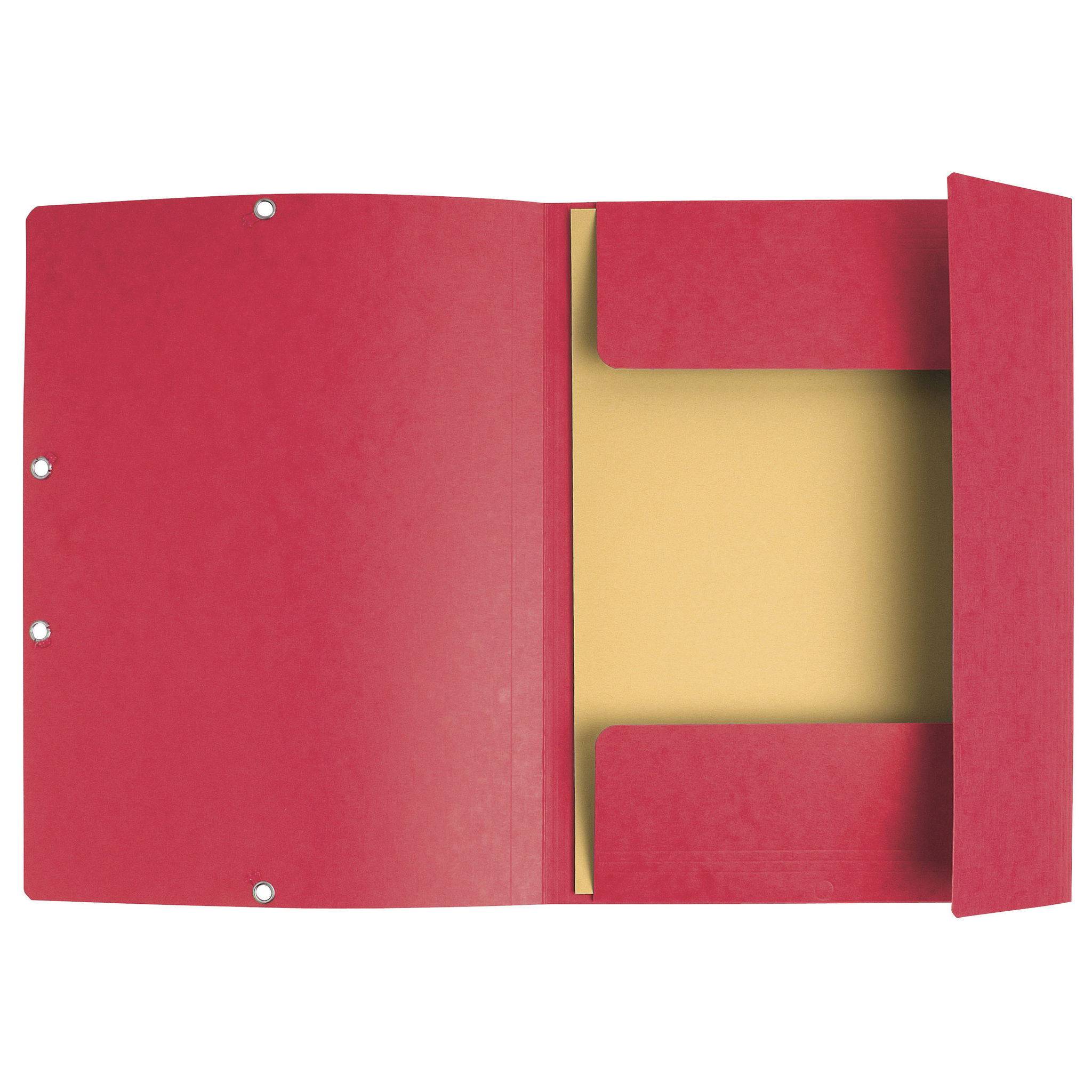 Exacompta 25x Sammelmappe + Gummizug, 3 Klappen Karton, 355g/m2, A4, Rot, 55405E