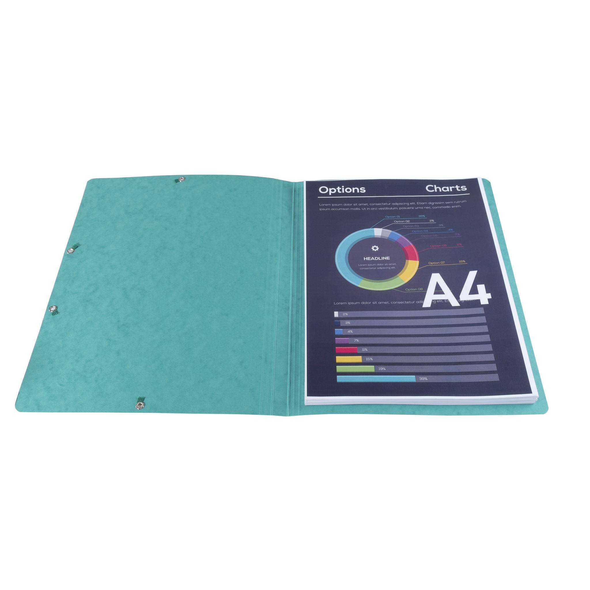 Exacompta 25x Eckspannmappe + Gummizug ohne Klappen, Karton, A4, Grün, 5513E