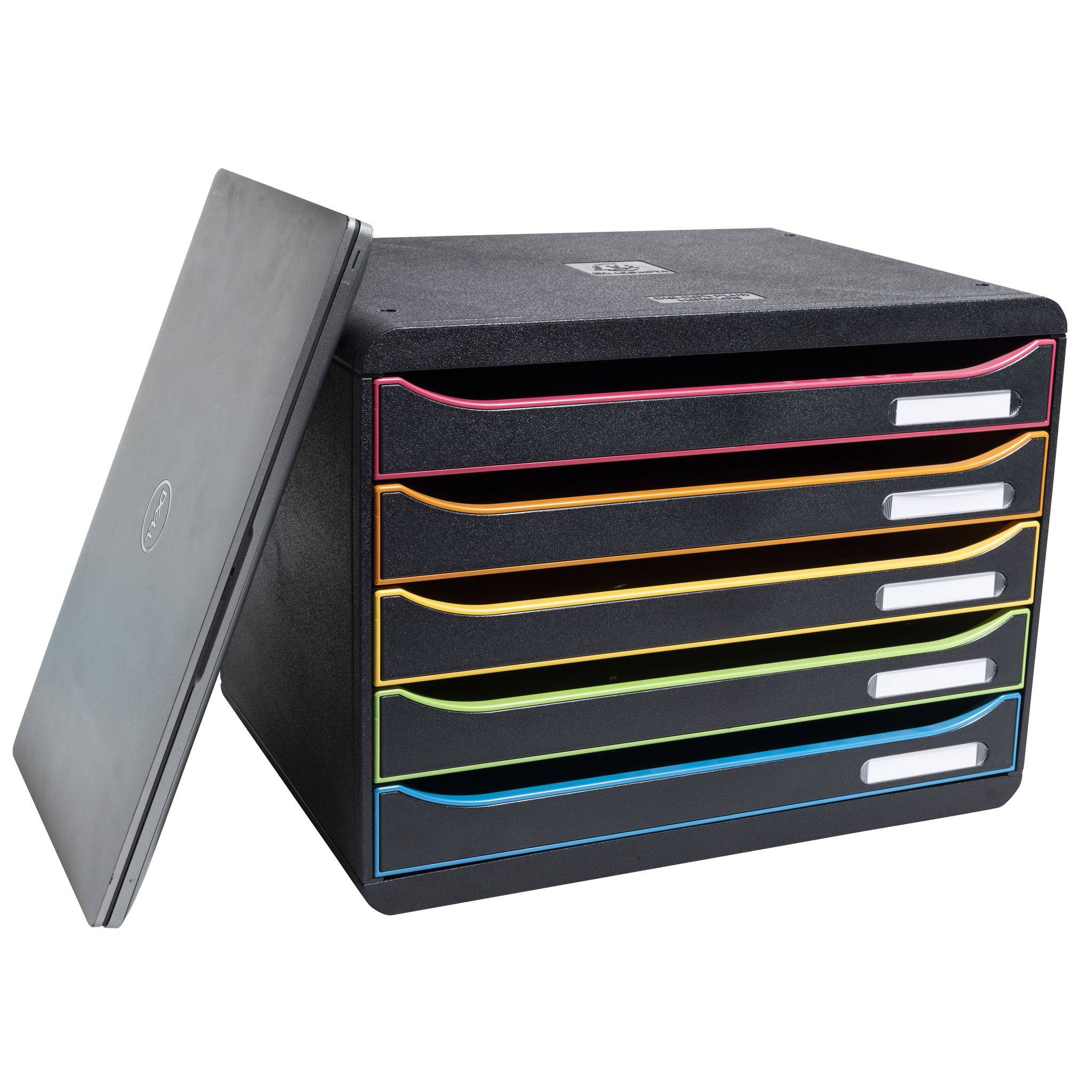 Exacompta Schubladenbox BigBoxPlus Horizon Quer 5 Schub Schwarz/Harlekin 308914D