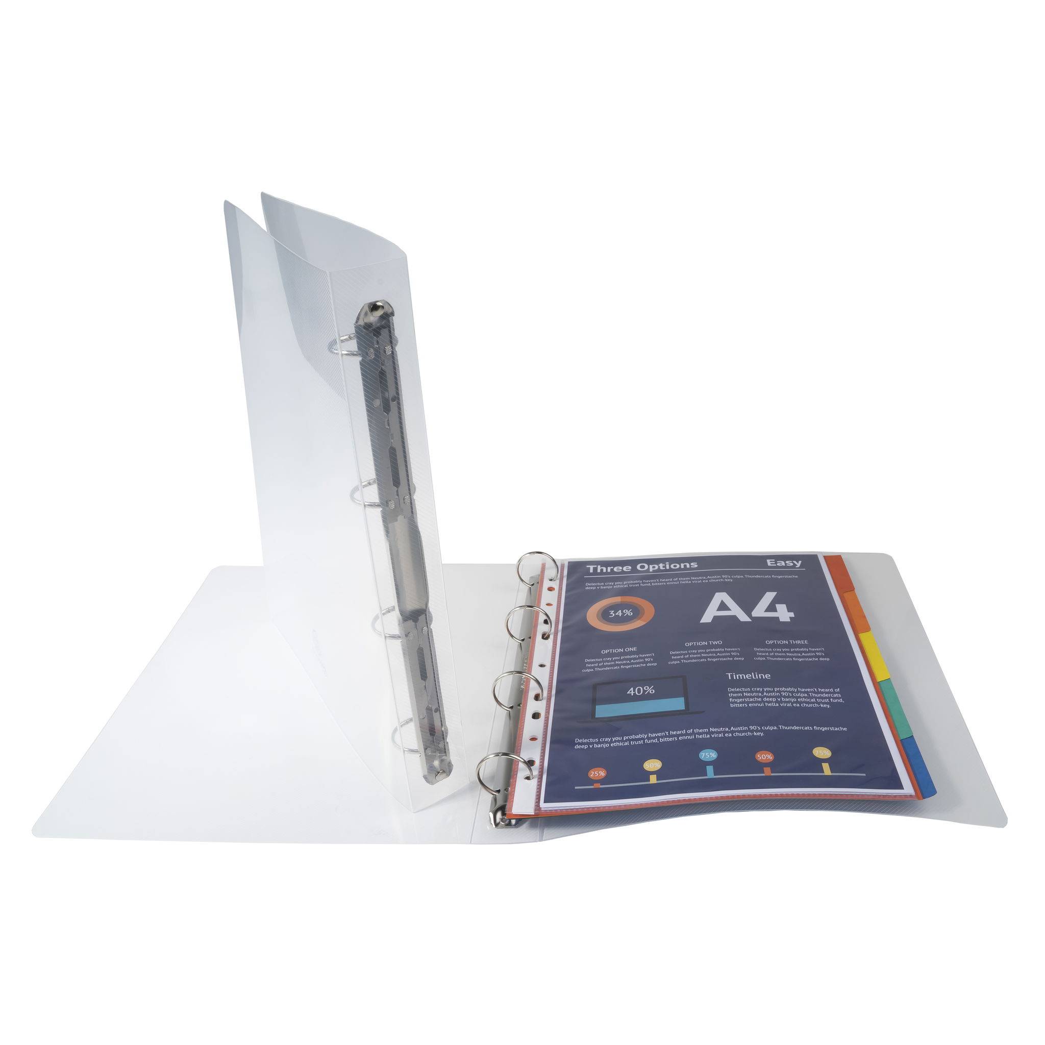 Exacompta 20x Ringbuch PP 700µ 4 Ringen Rücken 40mm Crystal A4 Kristall 51342E