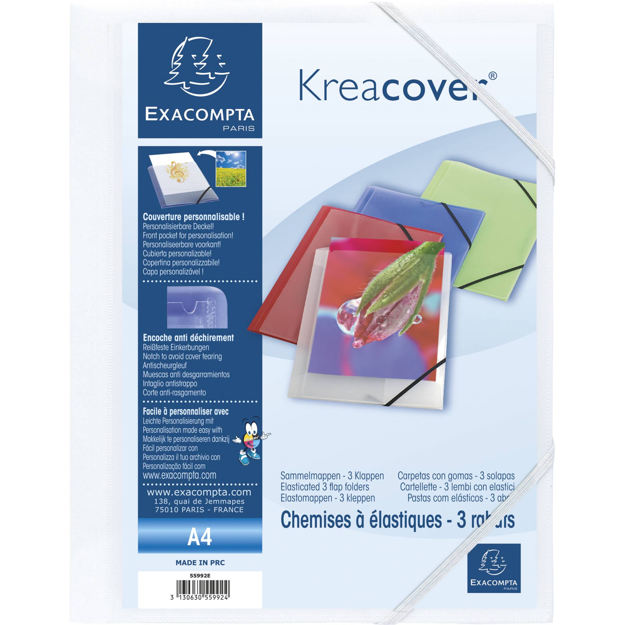 Exacompta 25x Sammelmappemit 3 Klappen Kreacover DIN A4 PP, weiß - Weiß - 55992E