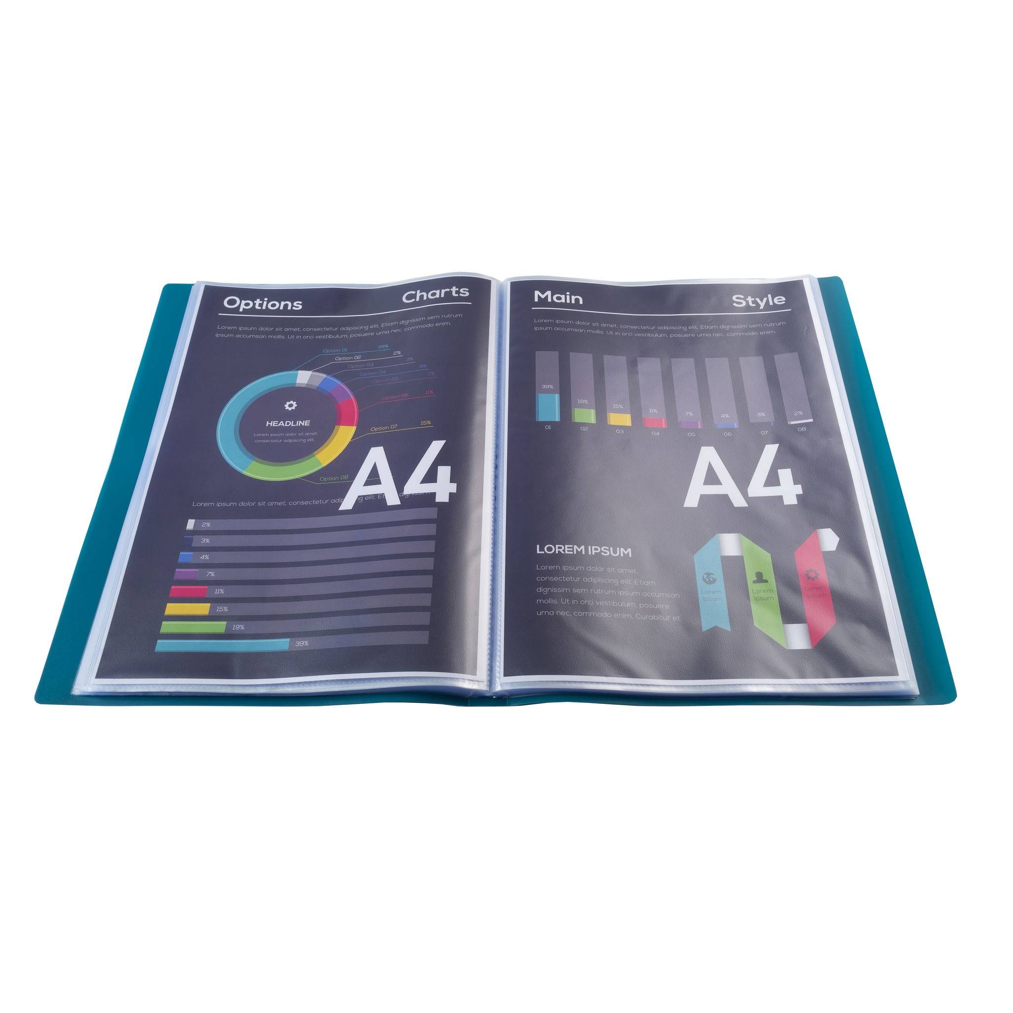 Exacompta 8x Sichtmappe A4 flexiblem PP, 100 Hüllen, Dunkelgrün, 85103E