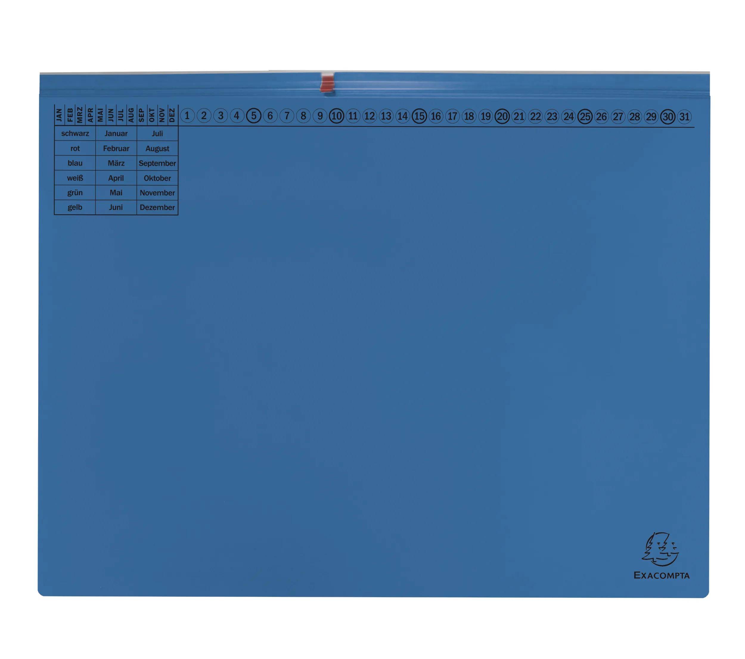 Blauer Kalender-Header mit Nummern 1 bis 31 für Tage und Monate auf Slowakisch wie „január