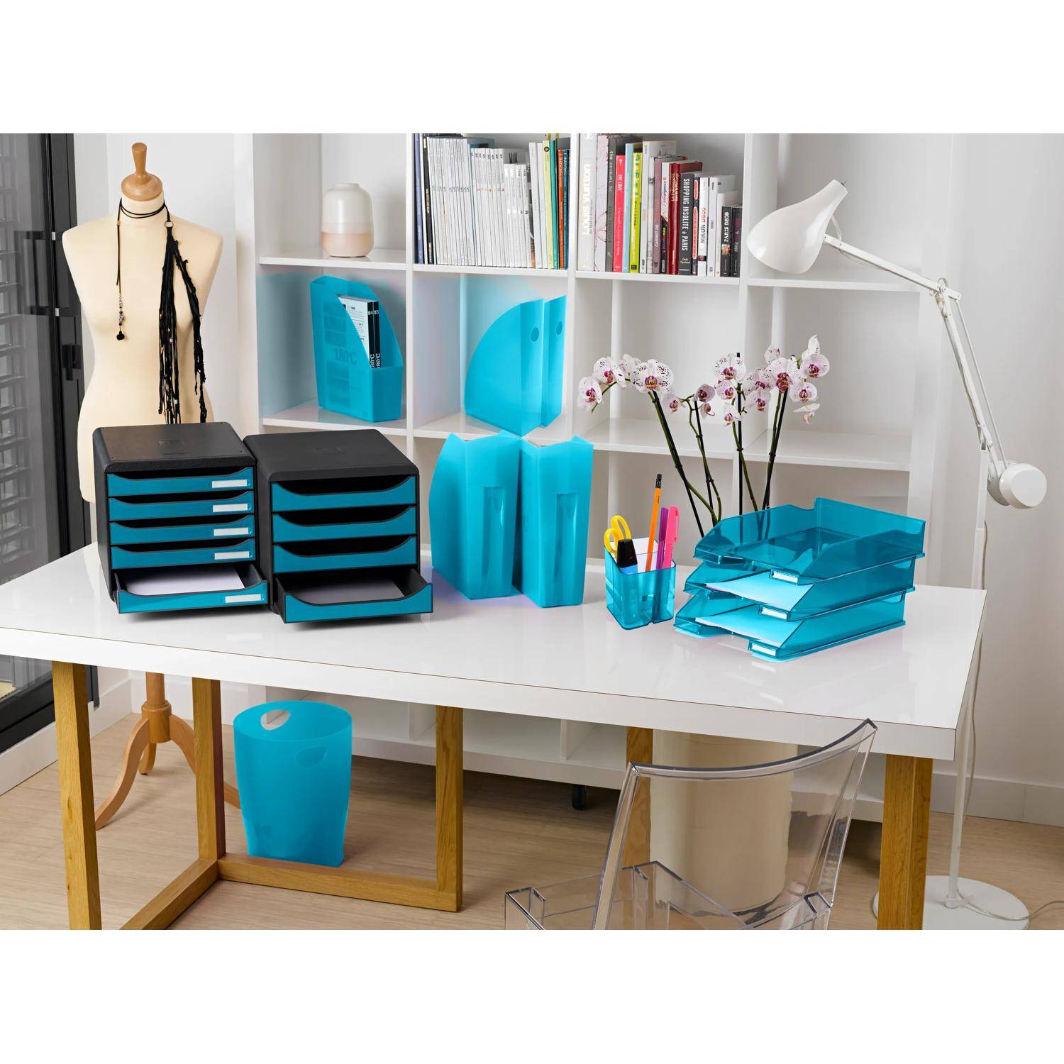 Exacompta Schubladenbox Big Box Plus 5 offene Schubladen Türkis glossy 3097282D