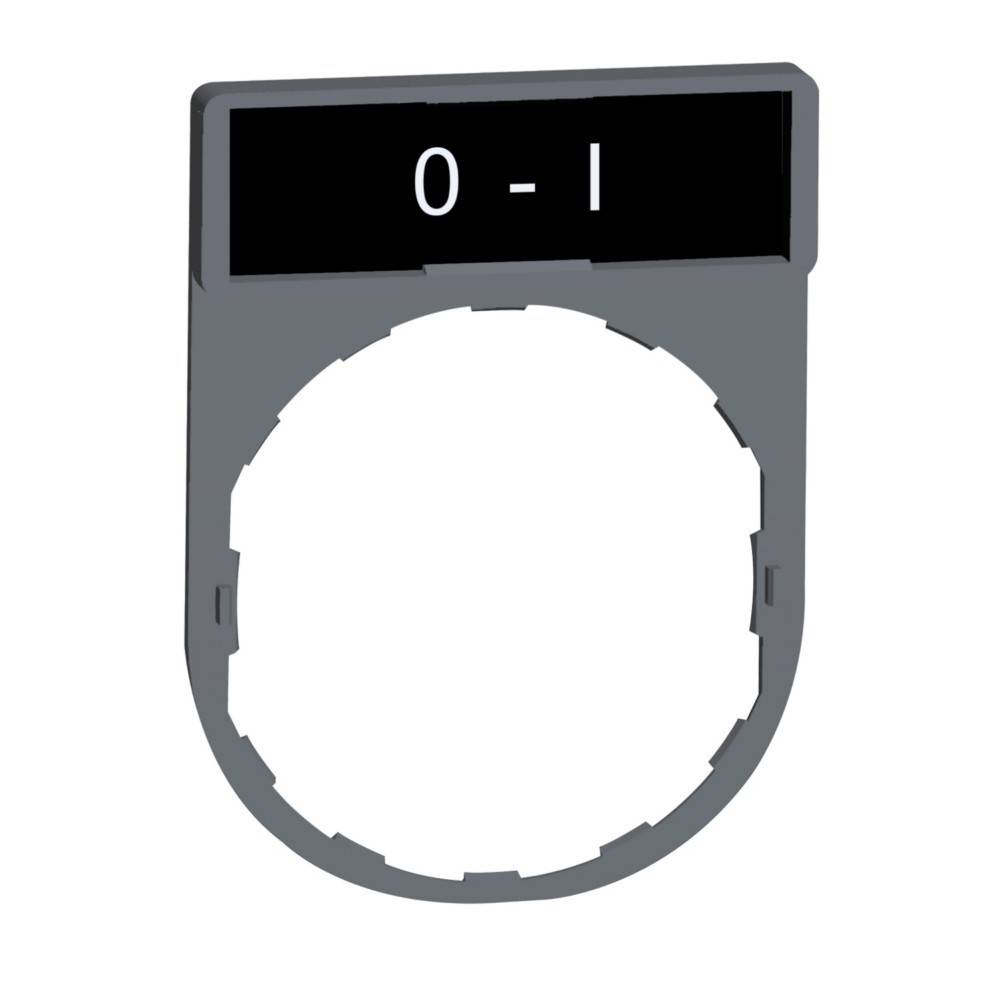 Eine graue Schaltplatte mit der Beschriftung '0 - 1' und einer kreisförmigen Öffnung für einen Schalter.