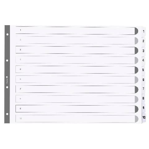Exacompta 10x Register 10 Taben von 1 bis 10 A3 Weiß MWD1-10A3Z