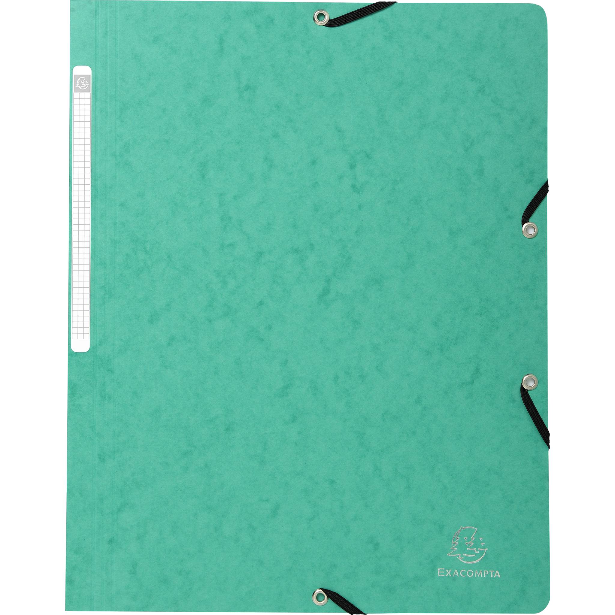 Exacompta 25x Eckspannmappe + Gummizug ohne Klappen, Karton, A4, Grün, 5513E