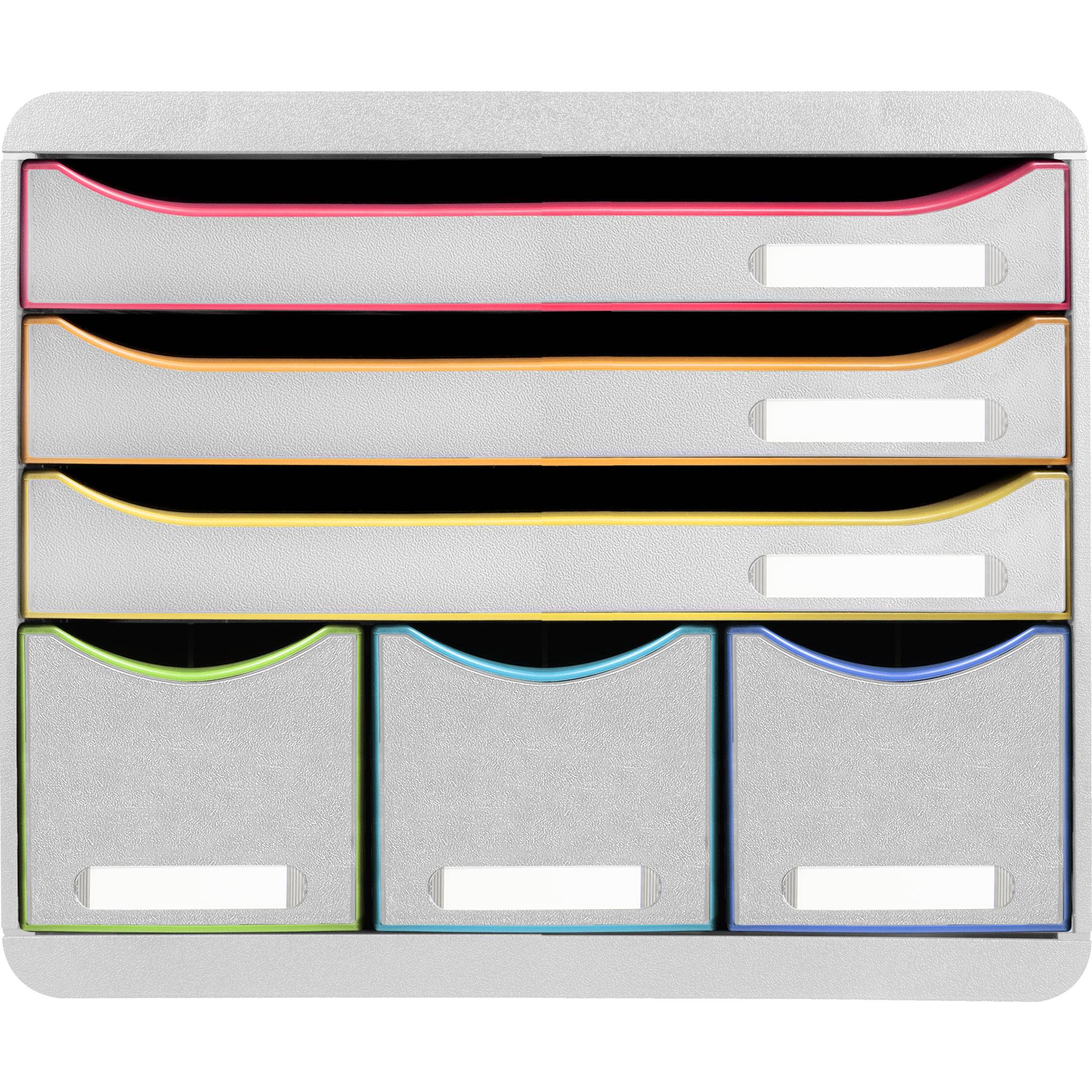 Exacompta Schubladenbox STOREBOX 6 offene Schubladen Weiss/Harlekin 306913D