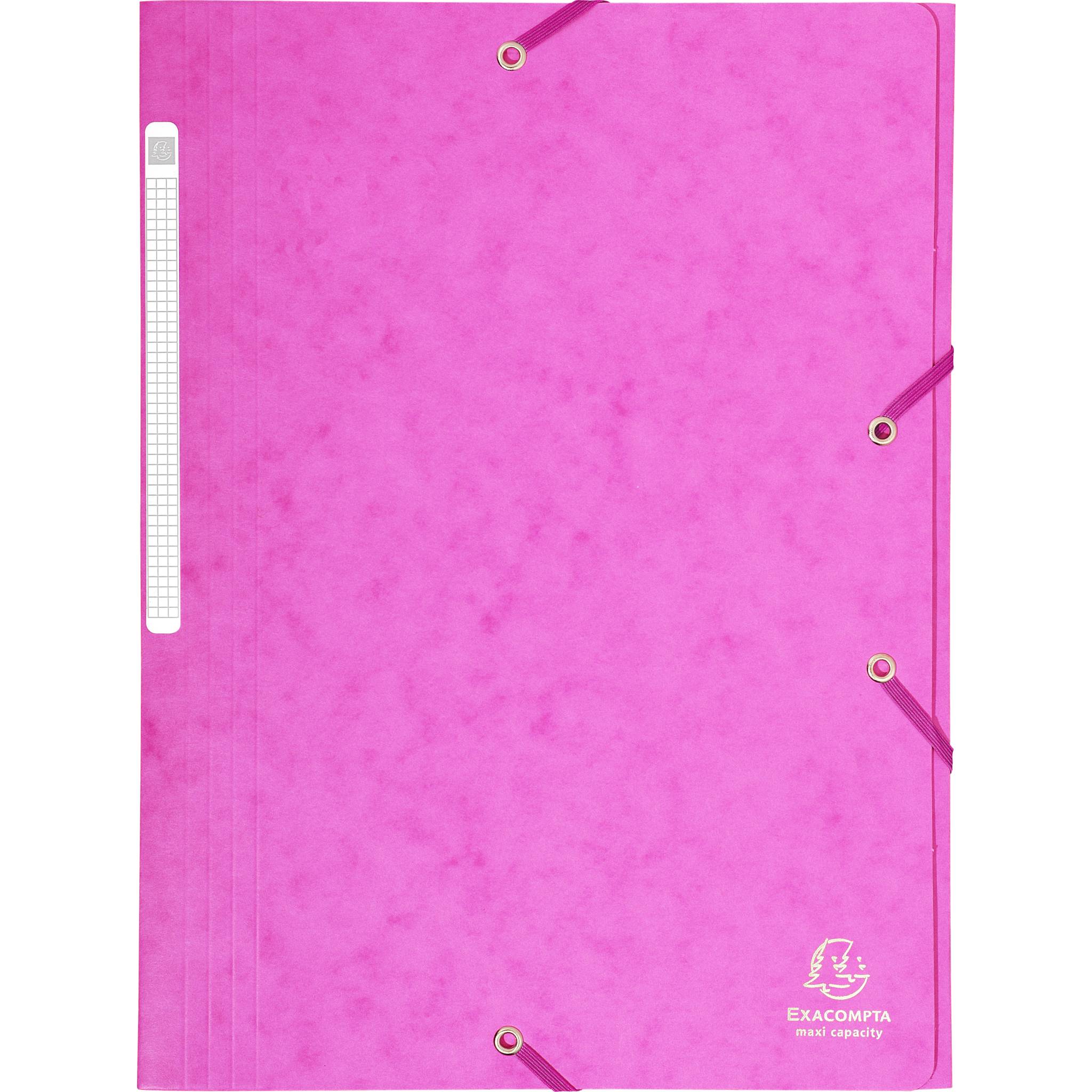 Exacompta 25x Sammelmappe + Gummizug 3 Klappen Karton 425g A4 MAXI Rosa 17108H