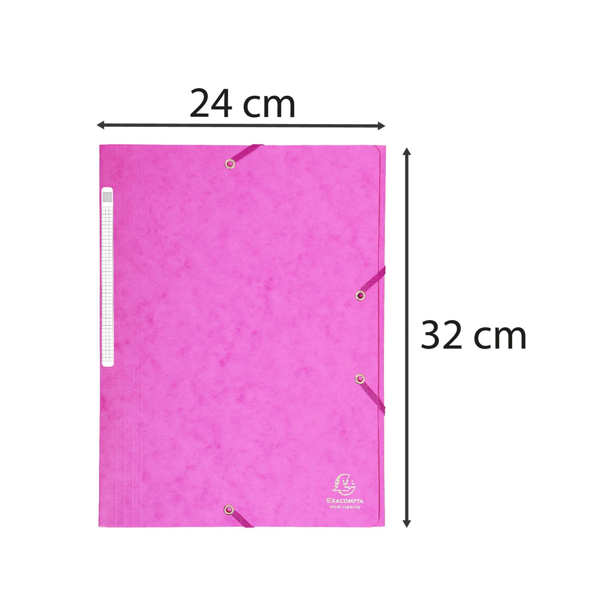 Exacompta 25x Sammelmappe + Gummizug 3 Klappen Karton 425g A4 MAXI Rosa 17108H