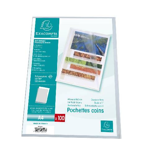 Exacompta 10x Pack 100 Aktenhüllen PP genarbt 1,2mm - A4 - Kristall - 58500E