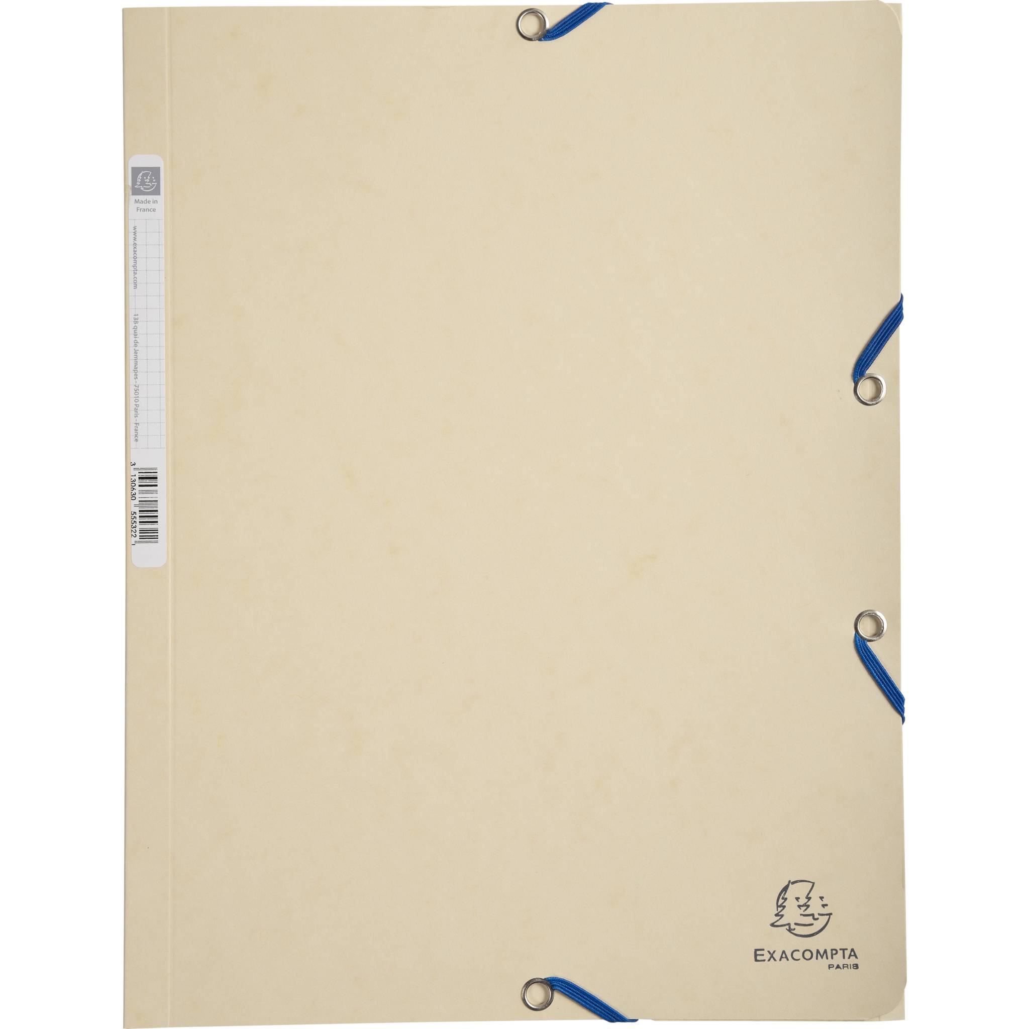 Exacompta 25x Sammelmappe +Gummizug 3 Klappen Karton 400g/m2 A4 Elfenbein 55532E