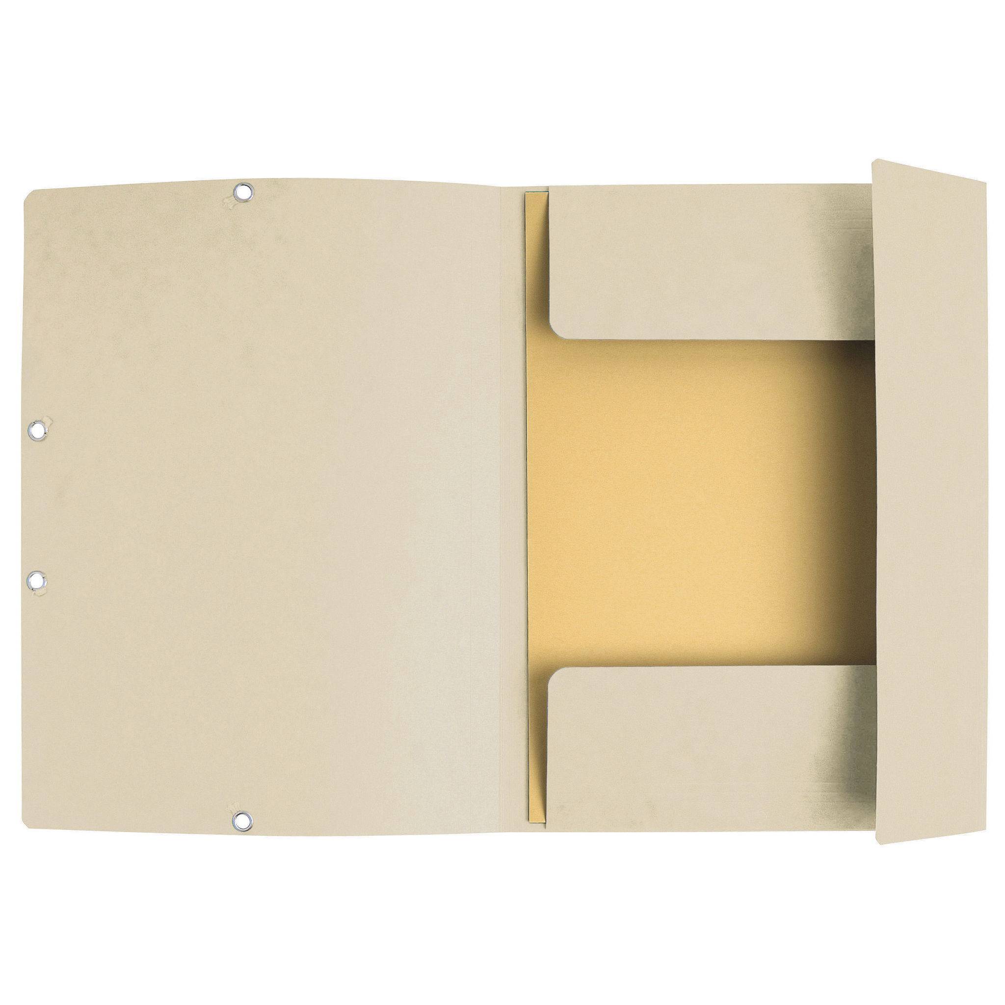 Exacompta 25x Sammelmappe +Gummizug 3 Klappen Karton 400g/m2 A4 Elfenbein 55532E