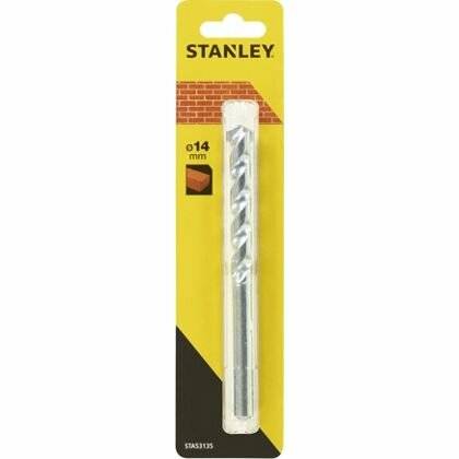 Stanley 14-mm-Bohrer in gelber Einzelhandelsverpackung, vertikal angezeigt.