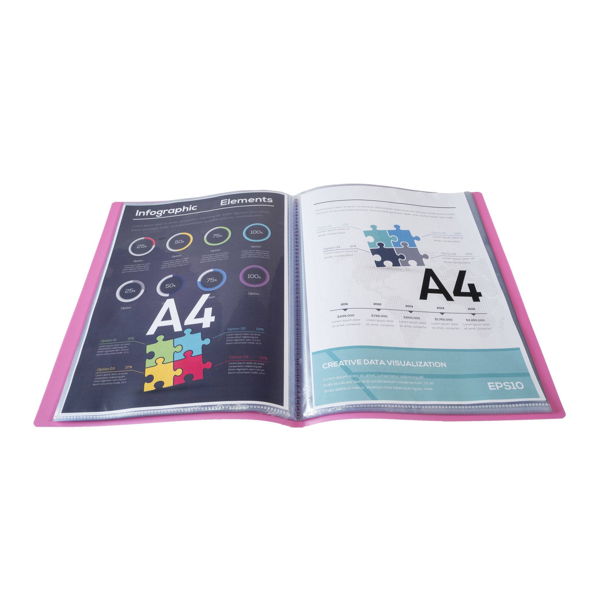 Exacompta 8x Sichtmappe aus PP 500µ, 60 Kristallhüllen OPAK - A4 - Rosa - 8867E