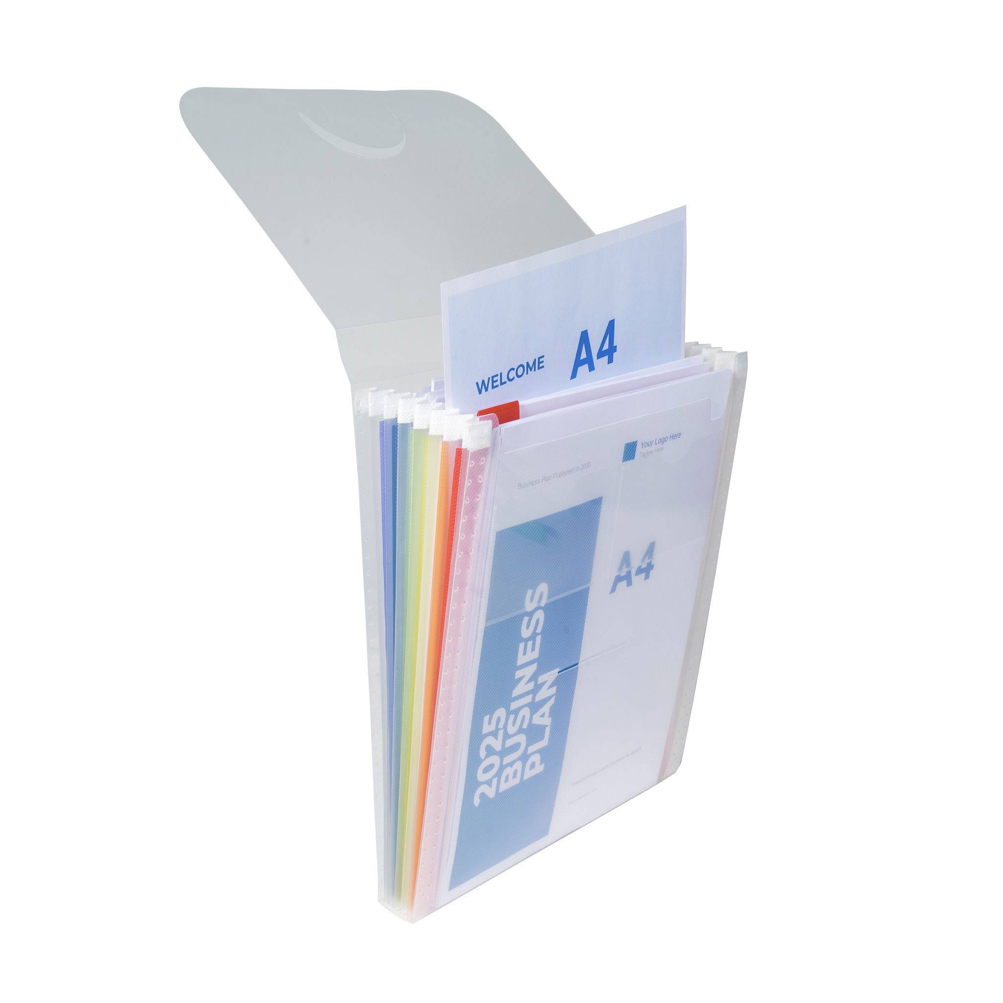 Exacompta 5x Fächermappe vertikal mit 6 Fächern, A4, Crystal, Kristall, 55798E