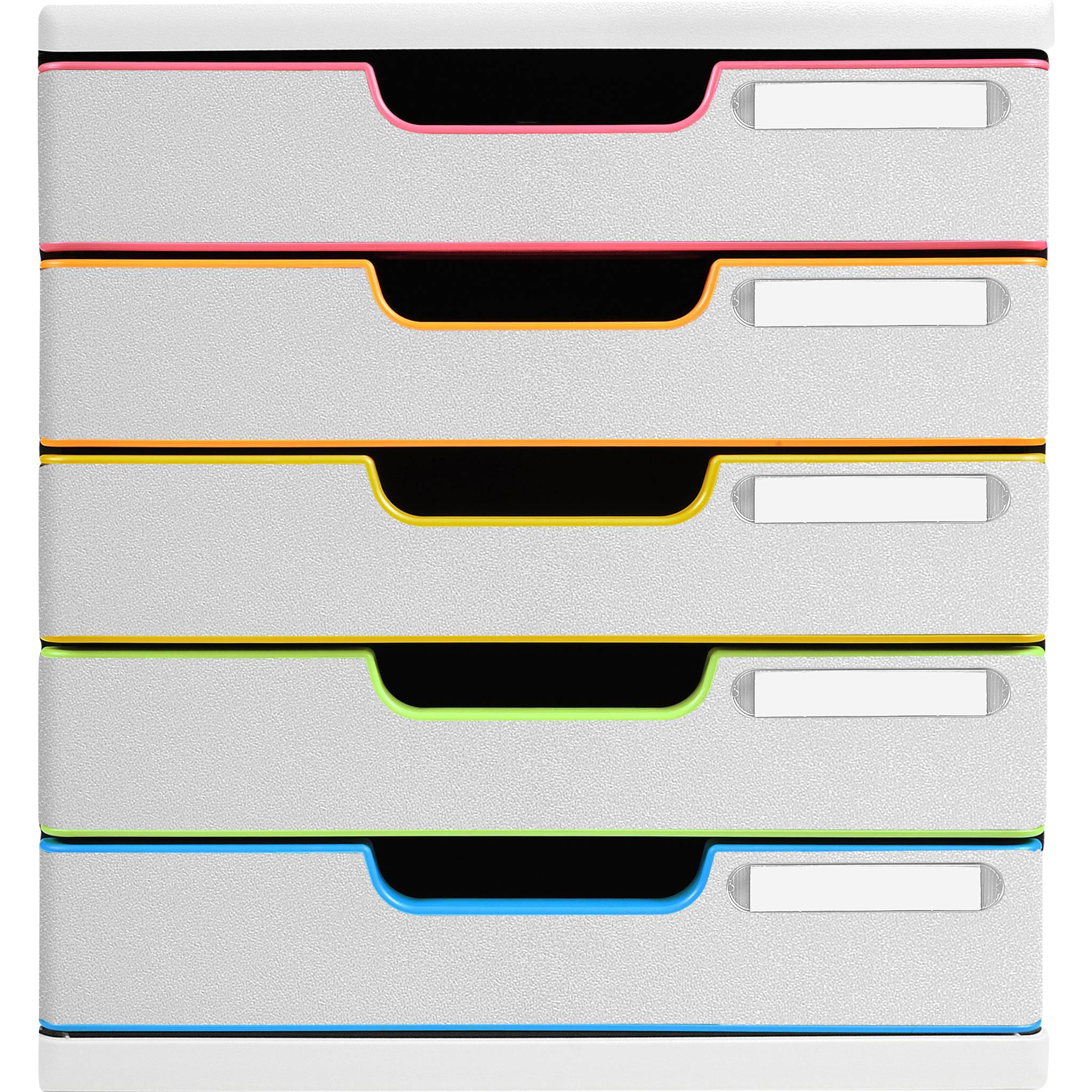 Exacompta Schubladenbox MODULO A4 5 geschlossene Schub Weiss/Harlekin 301913D