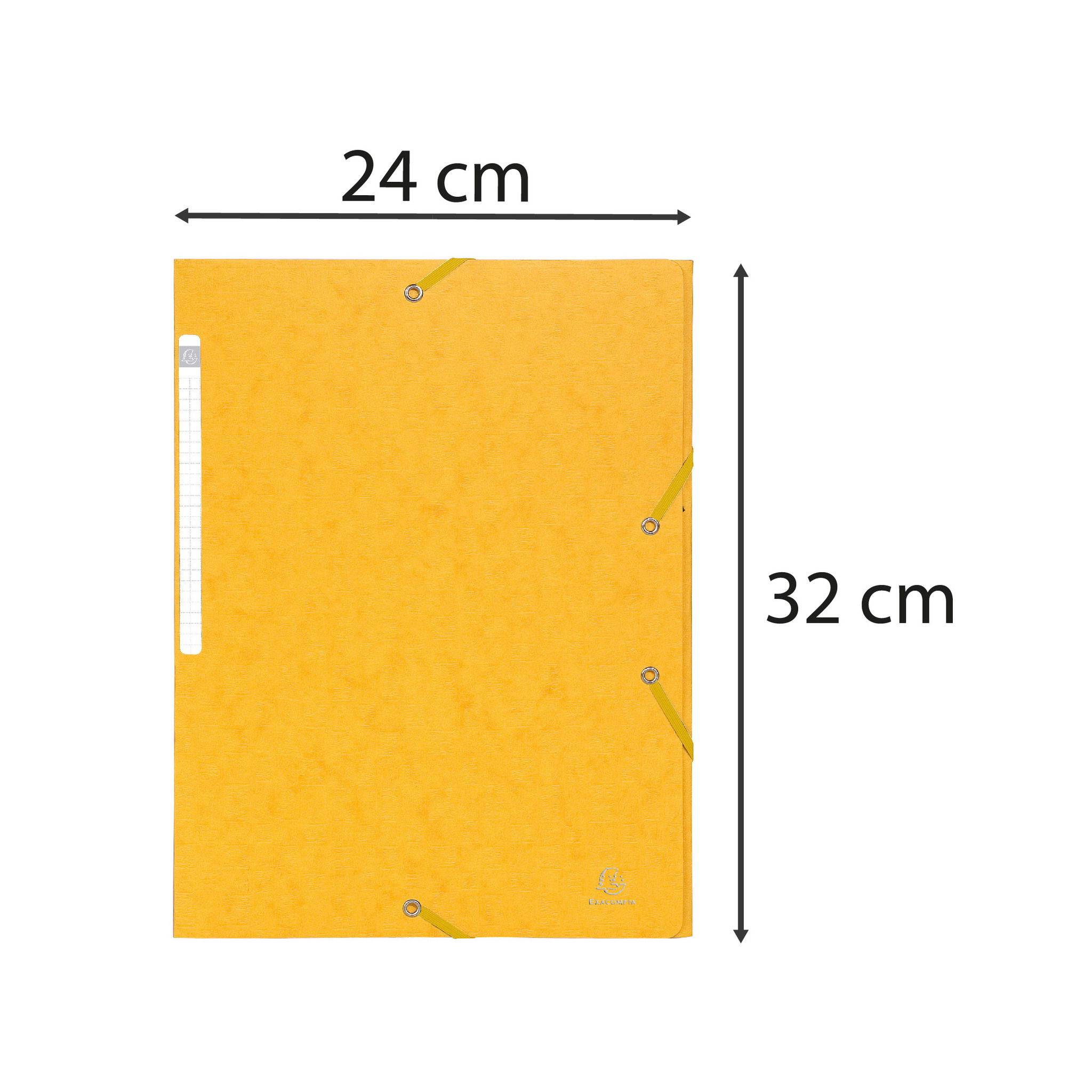 Exacompta 25x Sammelmappe + Gummizug 3 Klappen Karton 600g A4 MAXI Gelb 55959E