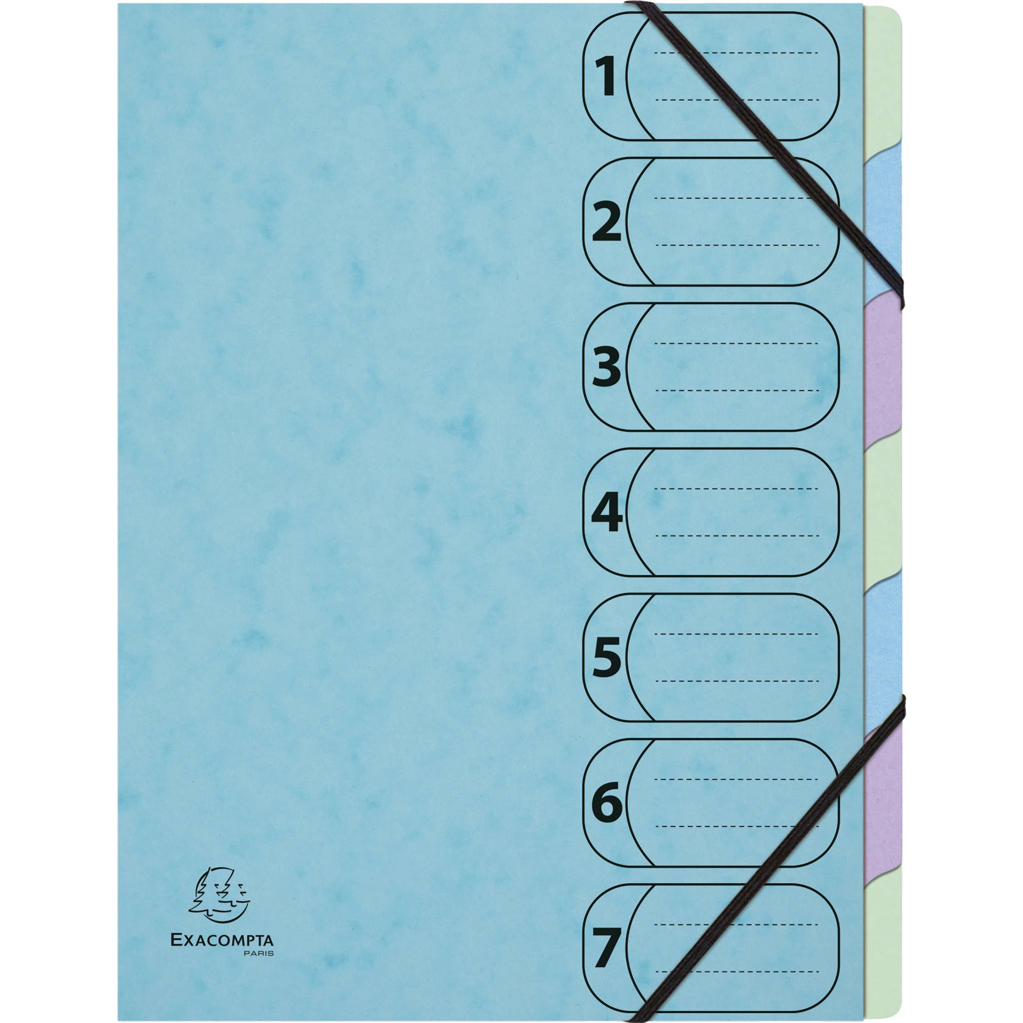 Exacompta 8x Ordnungsmappe A4 Harmonika Gummizug 7 Fächer sortiert 56560E