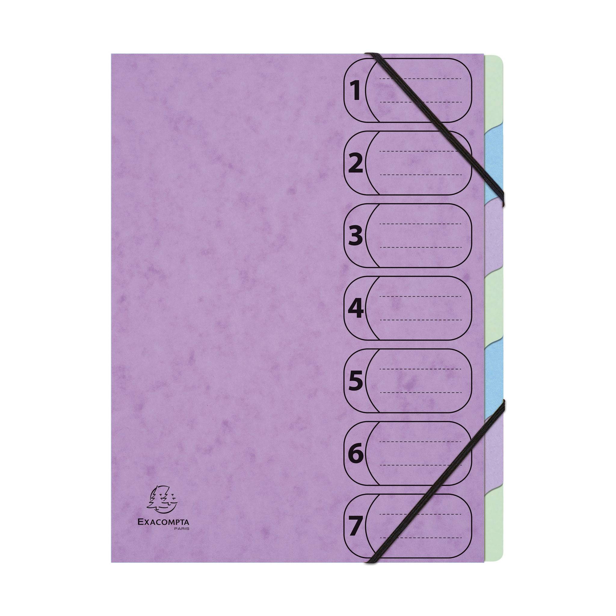 Exacompta 8x Ordnungsmappe A4 Harmonika Gummizug 7 Fächer sortiert 56560E