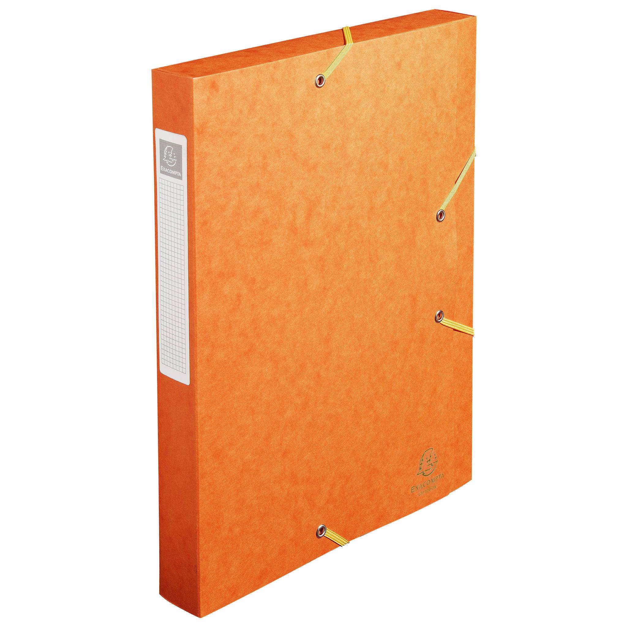 Exacompta 10x Archivbox Rücken 40mm Karton +3 Klappen Gummizug A4 Orange 14017H