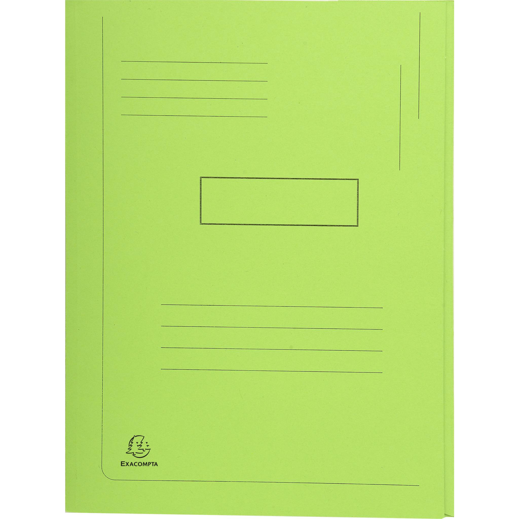 Exacompta 50x Aktenmappe + Index, 2 Klappen RC Kart., A4, Intensivgrün, 445013E
