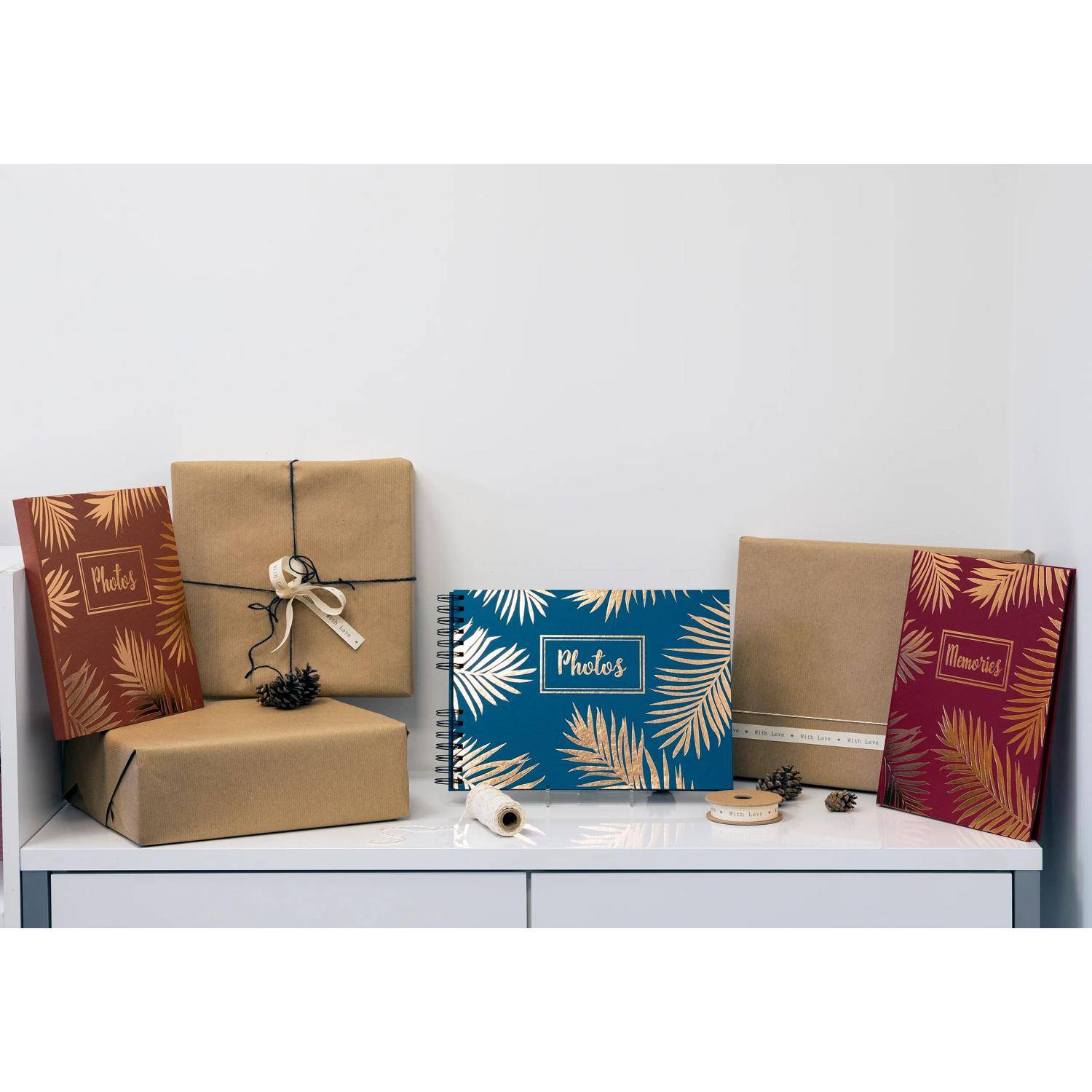 Exacompta 2x Fotoalbum 30 Seiten schwarz 25x25cm - Palma blau - Gold - 16309E