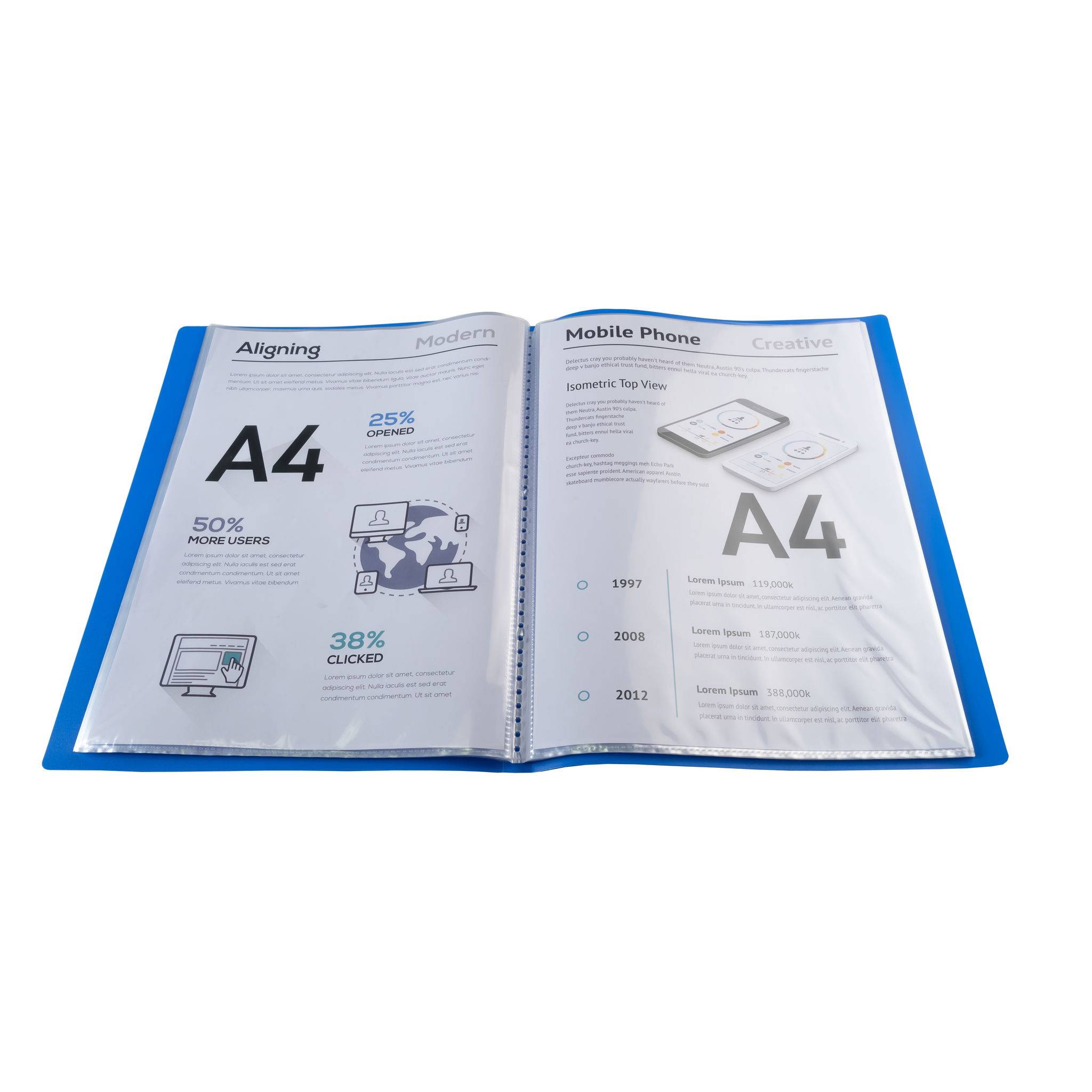 Exacompta 10x Sichtmappe PP 500µ 50 glatten Hüllen transluzent A4 Hellblau 8852E