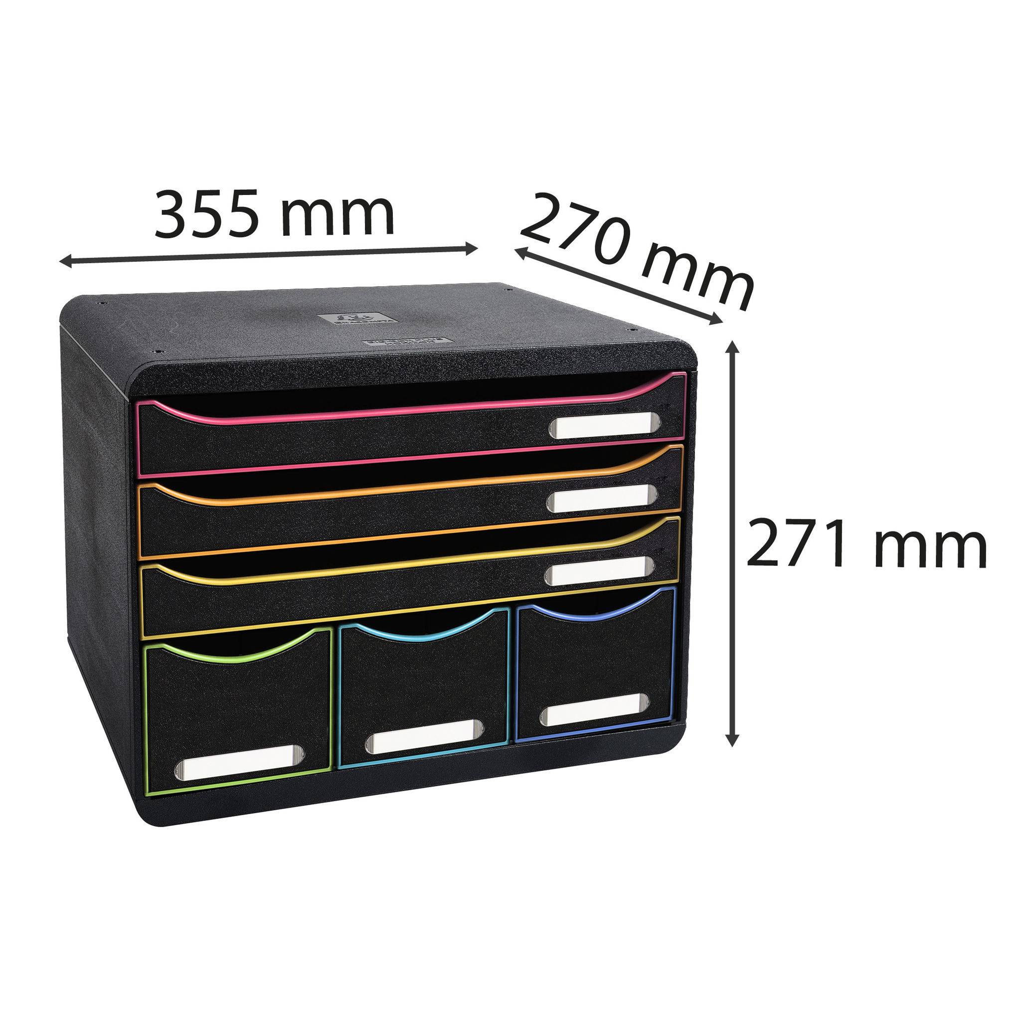 Exacompta Schubladenbox STOREBOX 6 offene Schubladen Schwarz/Harlekin 306914D
