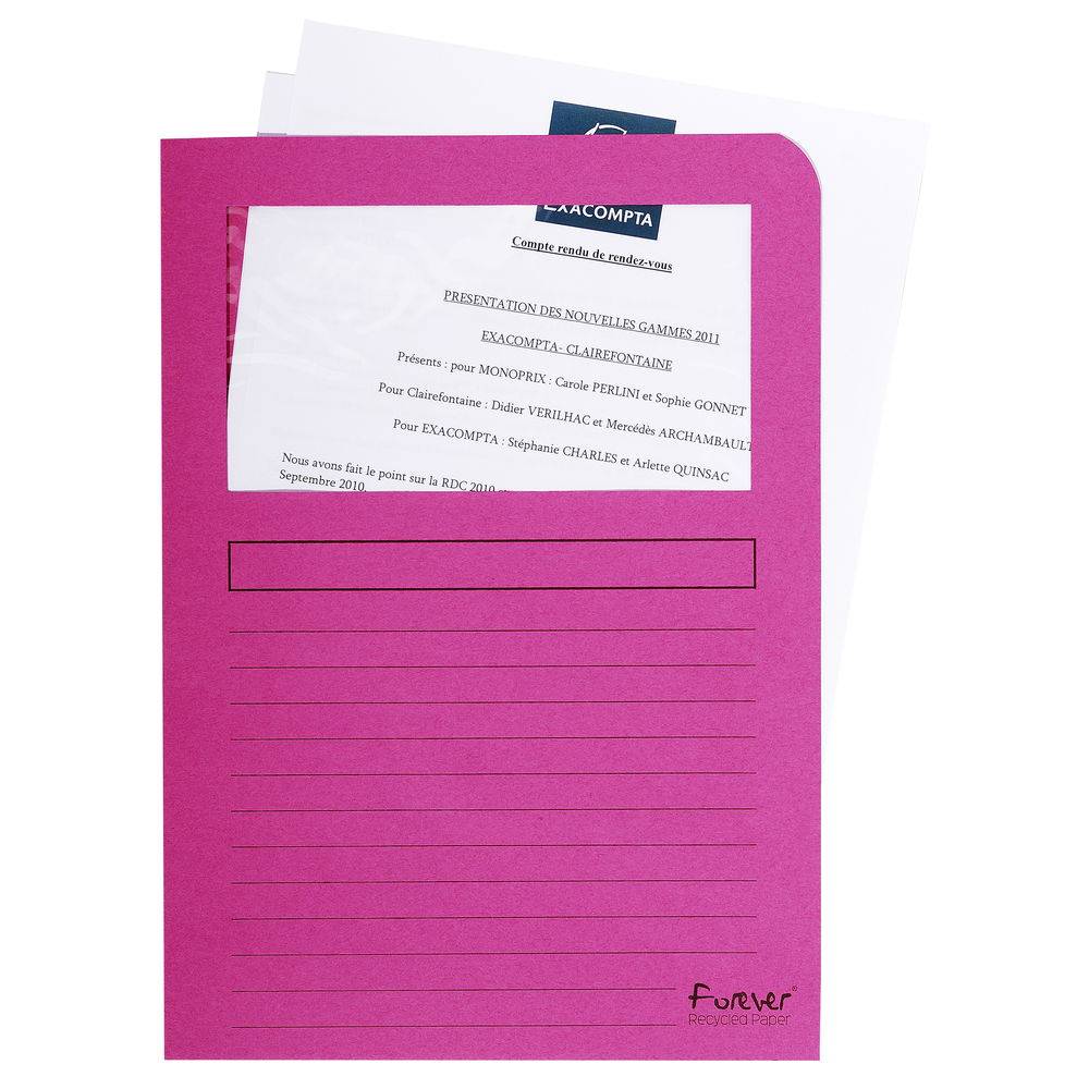 Exacompta 4x Pack 100 Fenstermappen, A4, 160g, plastikfrei, Fuchsia, 50108E