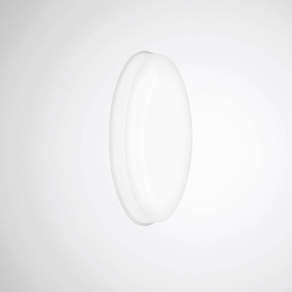 Eine kugelförmige weiße Deckenleuchte strahlt ein sanftes, gleichmäßiges Licht vor einem neutralen Hintergrund aus und schafft eine minimalistische und moderne Atmosphäre.