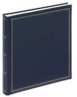 Ein dunkelblauer Hardcover-Buch oder Fotoalbum mit goldenen Kanten, geschlossen auf weißem Hintergrund gezeigt.