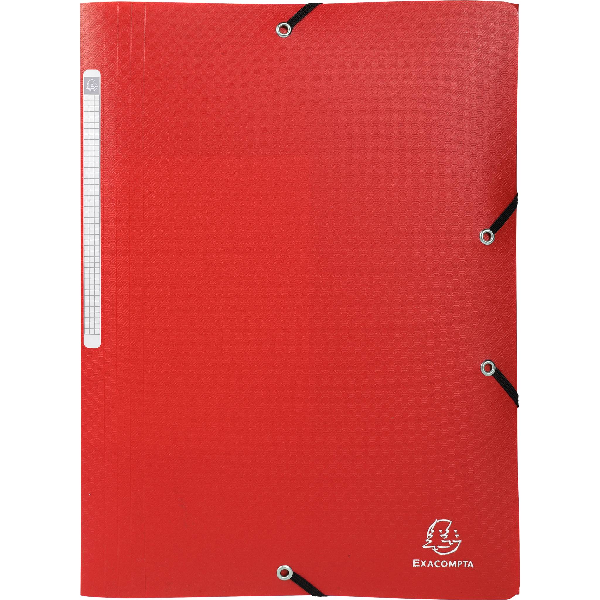 Exacompta 50x Sammelmappe A4 + 3 Klappen Gummizug PP Rot 55085E