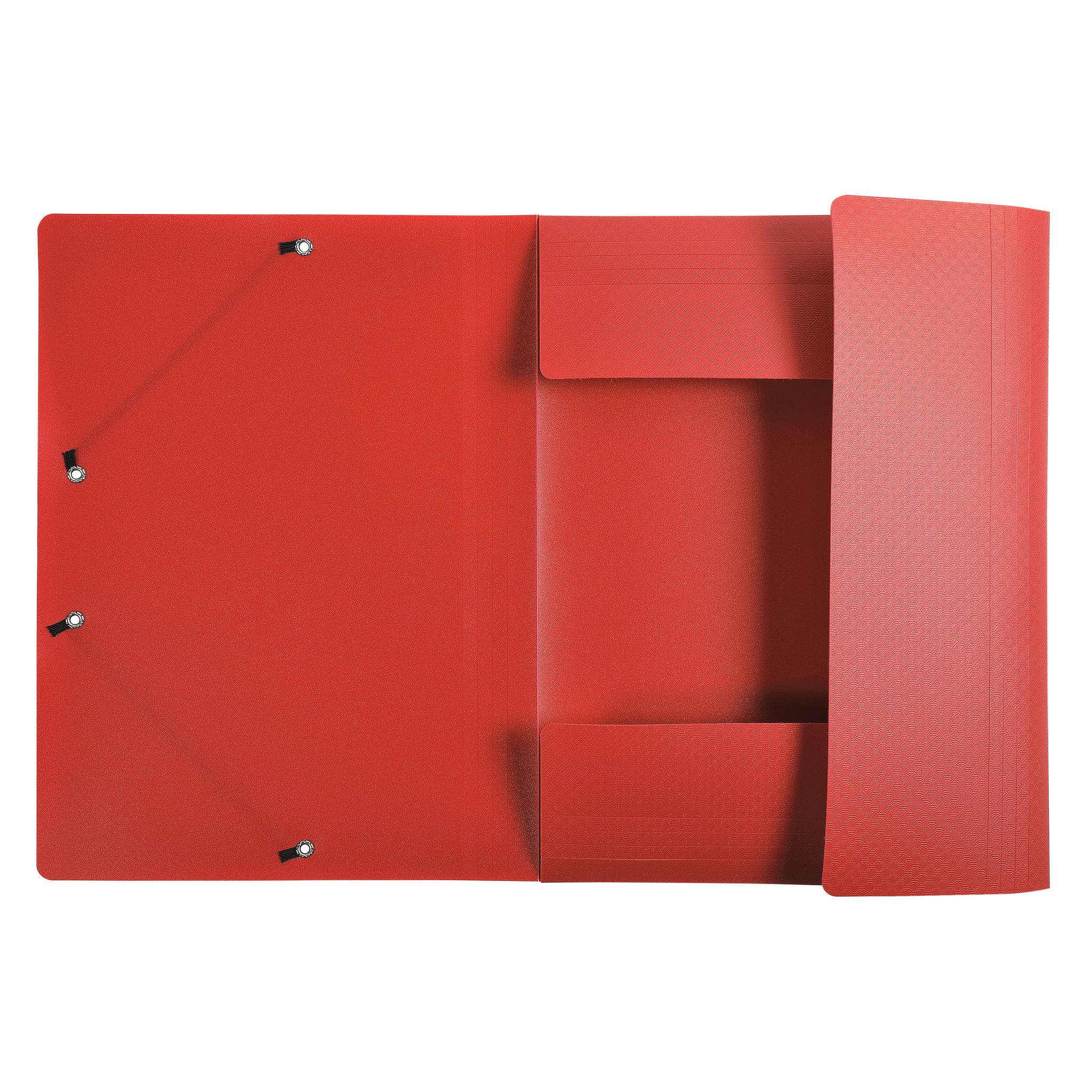 Exacompta 50x Sammelmappe A4 + 3 Klappen Gummizug PP Rot 55085E