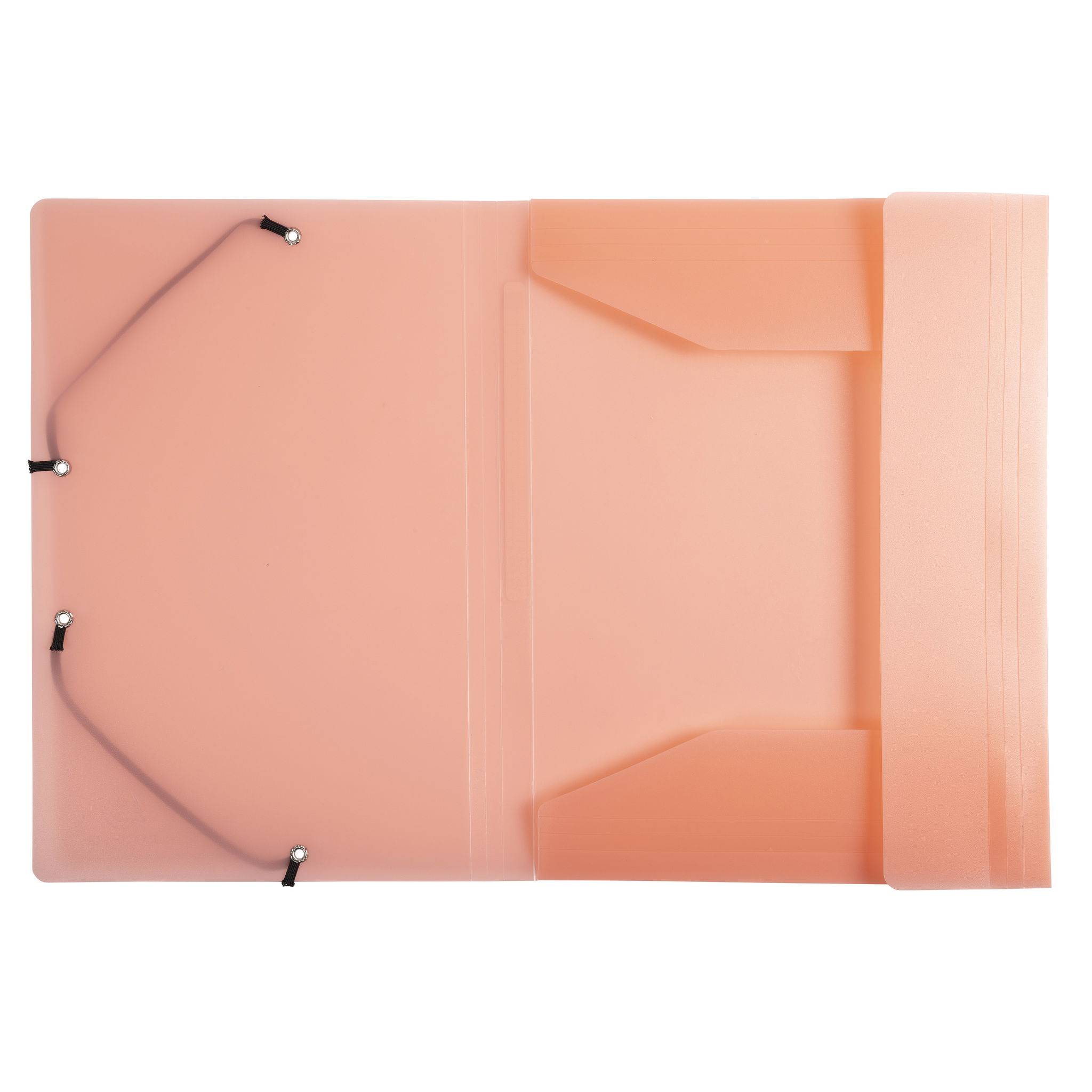 Exacompta 25x Sammelmappe A4 + Gummizug, 3 Klappen, PP, Korallenrot, 55177E