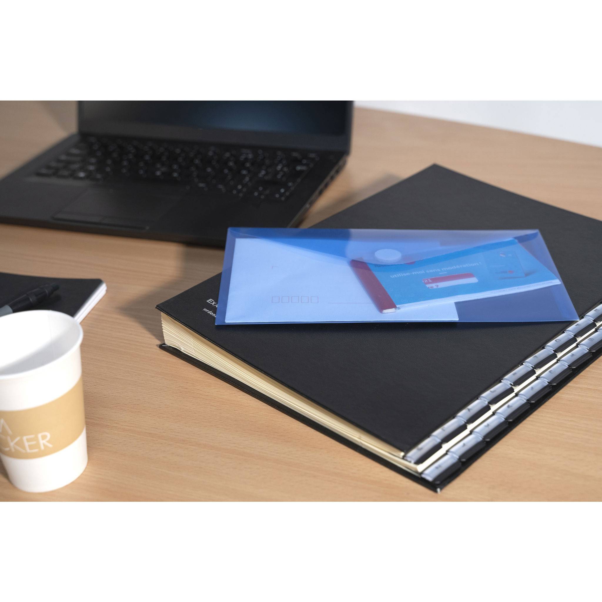 Exacompta 10x 5 Mini-Prospekthüllen Klettverschluss PP 25x135 cm sortiert 56510E