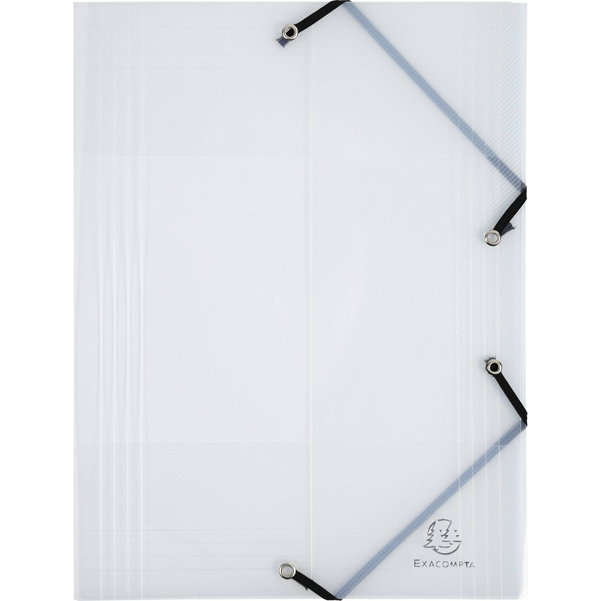 Exacompta 25x Sammelmappe +3 Klappen Gummizug PP 500µ Crystal A4 Kristall 56742E